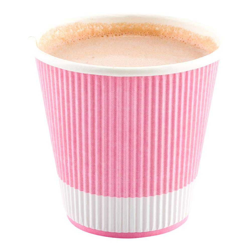 8oz Disposable Paper Coffee Cups - 25 Pack Leakproof Ripple Wall Hot Cups, Recyclable & Insulated Light Pink - Perfect for Coffee Shops, Offices, and Catering Events - Lids Sold Separately