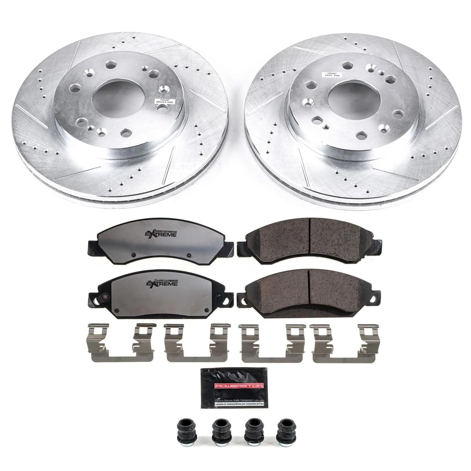 Power Stop K2067-36 Z36 Truck & Tow Brake Kit - Carbon Fiber Ceramic Brake Pads with Drilled & Slotted Rotors for Chevy Silverado 1500, GMC Sierra 1500, Cadillac Escalade | Heavy-Duty Towing & Off-Road Performance