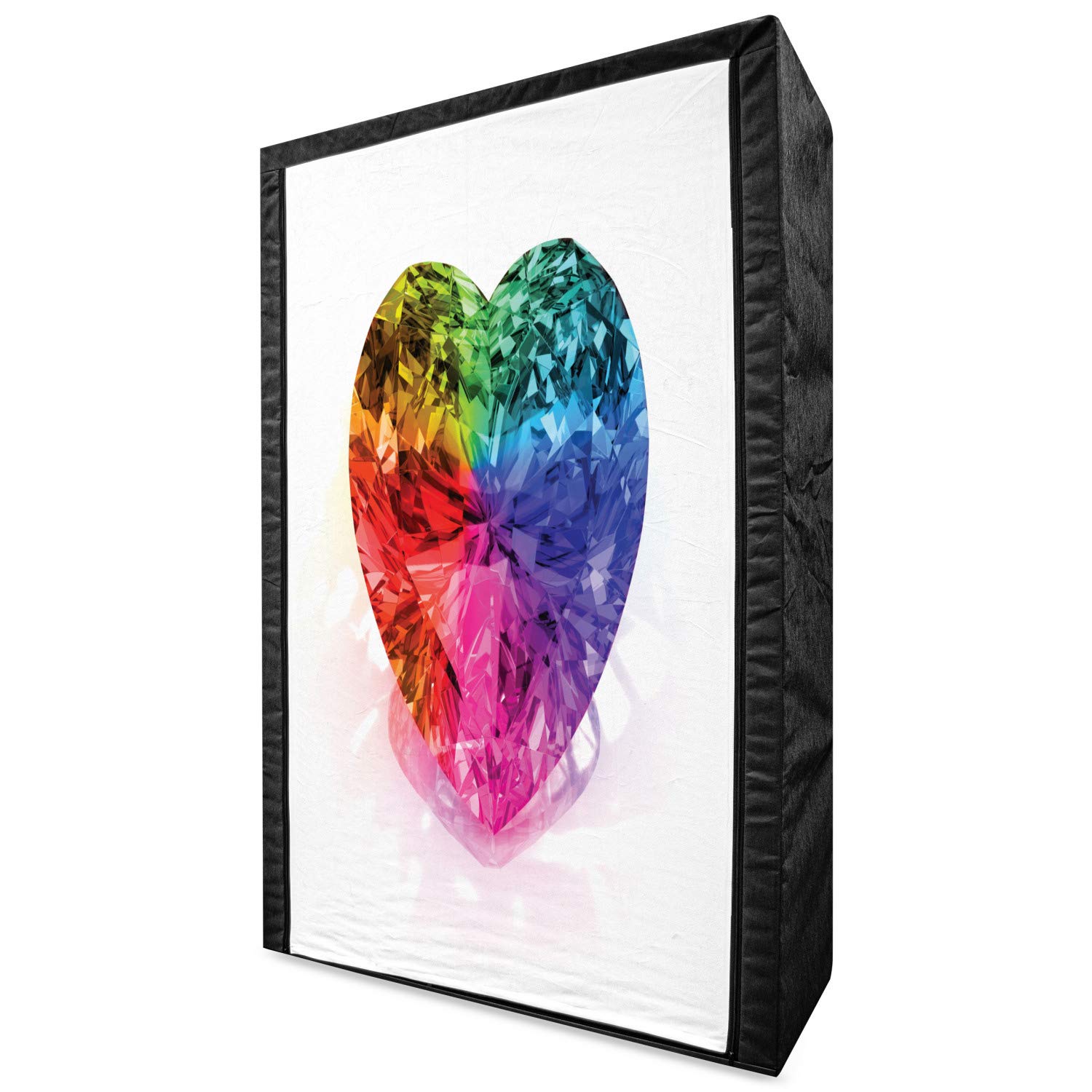 Ambesonne Diamond Portable Fabric Wardrobe - Heart Shape Colorful Diamond Print, 42.5