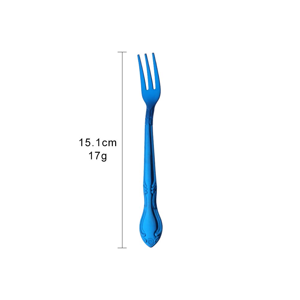12-Piece Stainless Steel Oyster Fork Set - 5.9 Inch Elegant Blue Cake Forks for Fine Dining, Seafood Parties & Formal Table Settings