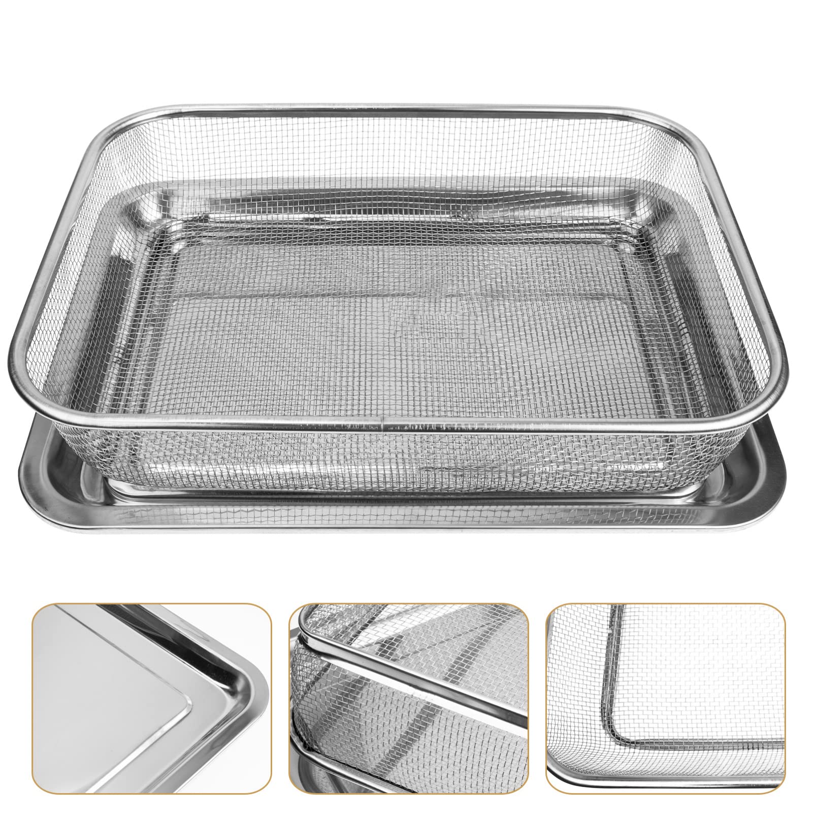 Hemoton 1 Set Stainless Steel Air Fryer Basket - Mesh Snack Container & Food Strainer for Cooking, Fried Chicken, Vegetables - Perfect for Oven, Air Fryer & Party Food Presentation