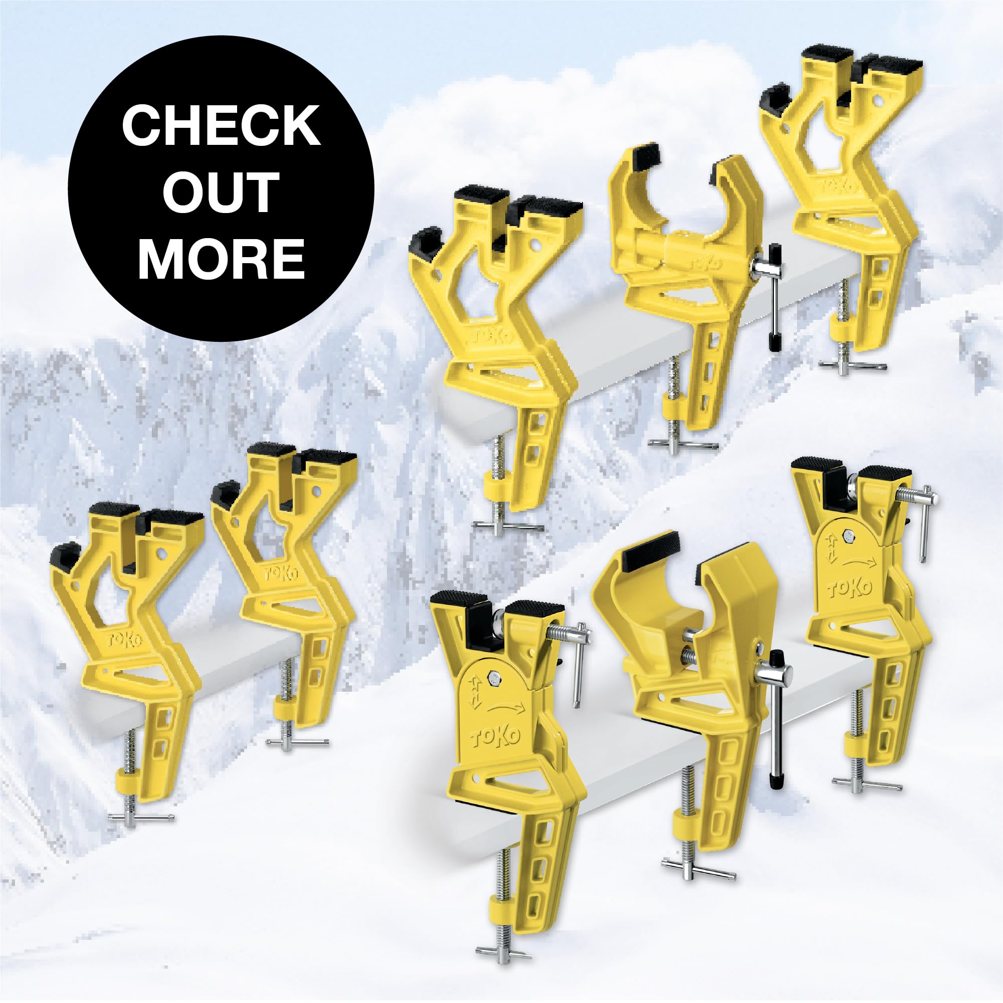 TOKO World Cup Vise Grip Universal Adapter - No Slip Adjustable Ski and Snowboard Tuning Tool for Waxing and Edge Maintenance at Home or On the Go
