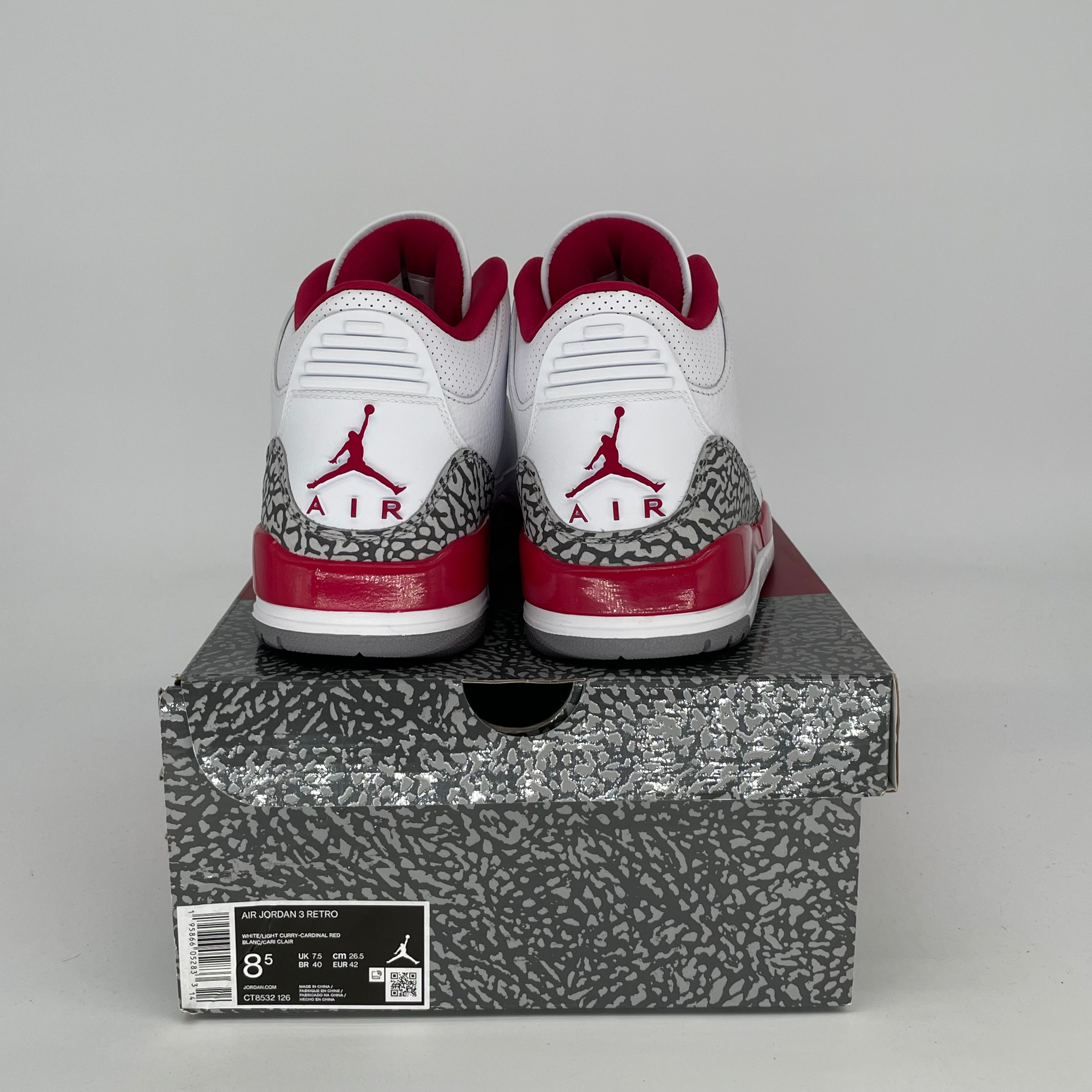 AIR JORDAN 3 Cardinal Red Basketball Shoes - Men's Size 8.5/Women's Size 10 (CT8532-126) - Retro Sneakers for Running, Gym & Streetwear Fashion