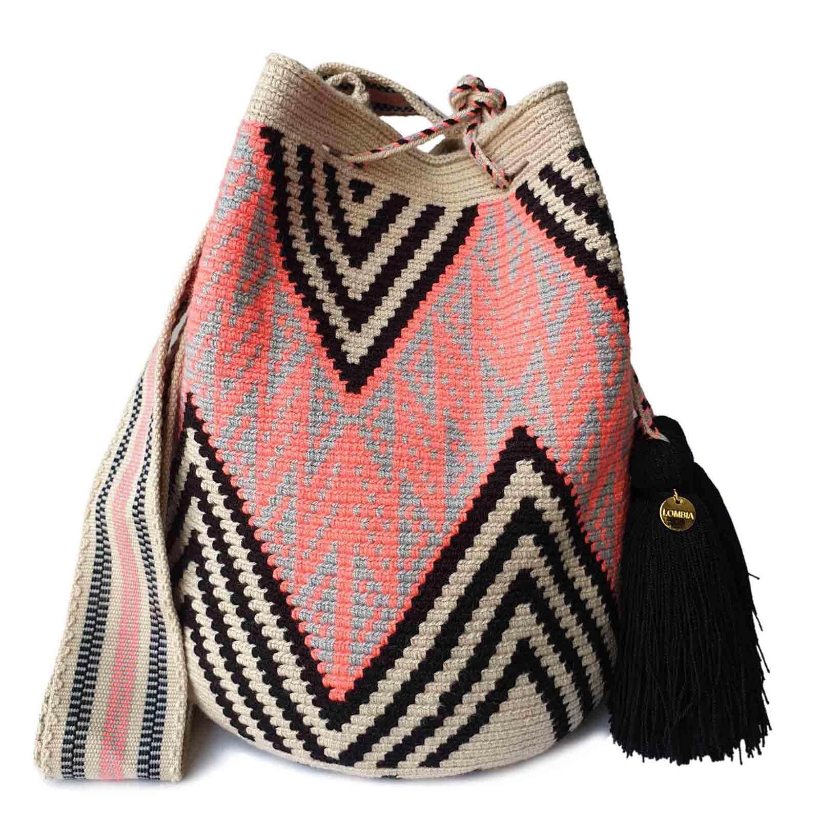 Fairtrade Handmade Wayuu Bag - Authentic Colombian Mochila Crossbody Purse | Large Crochet Shoulder Bag | Ethically Sourced Woven Accessory (Ibiris Design) - Perfect for Beach, Travel & Boho Fashion