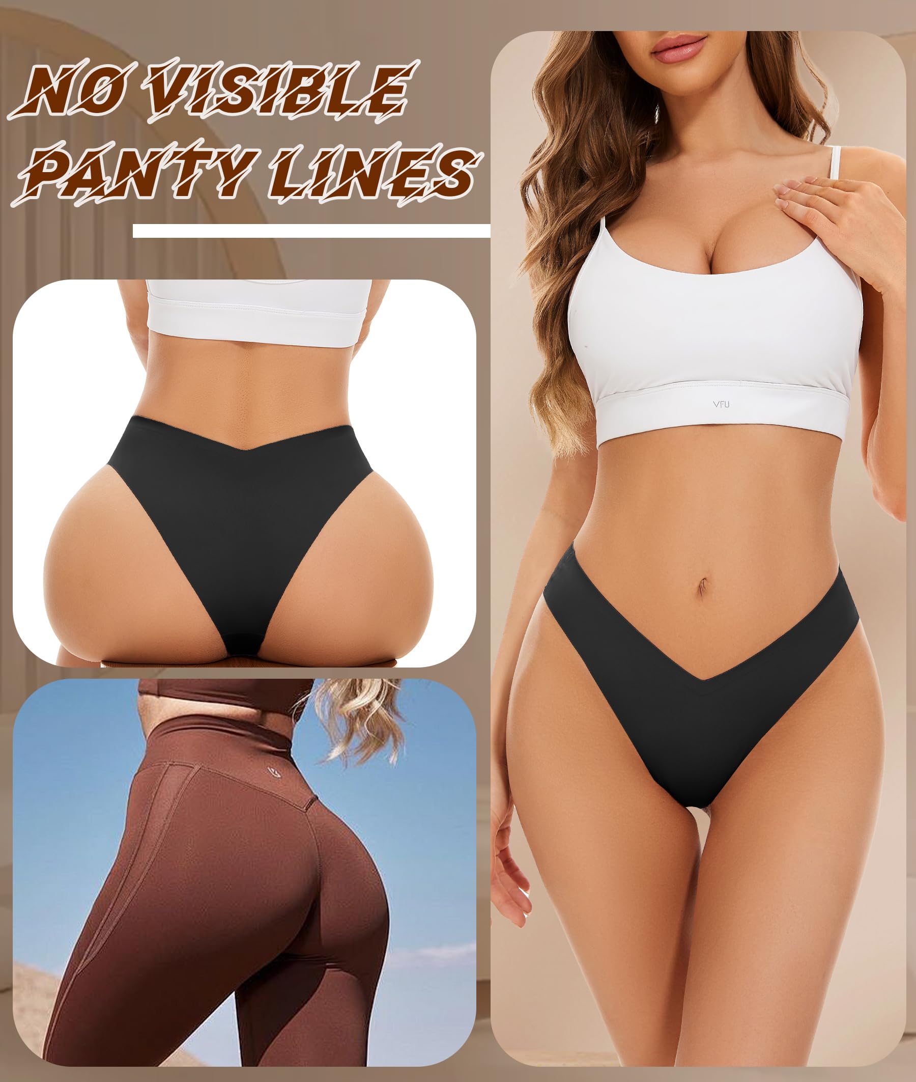 Seamless Cheeky Underwear for Women - Breathable Stretch V-Waist No Show Bikini Panties Invisible Hipster 6 Pack (S-XL) | Perfect for Yoga, Workout & Everyday Comfort Wear