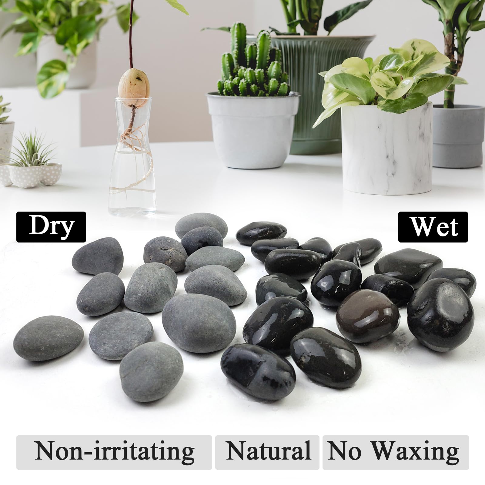 Natural Black River Rocks 2-3 Inch - Decorative Landscaping Stones for Garden Beds, Potted Plants, Fish Tanks & DIY Pathways - Bulk 20lbs for Backyard Accent, Walkways & Craft Projects - Perfect for Outdoor Decor & Home Improvement
