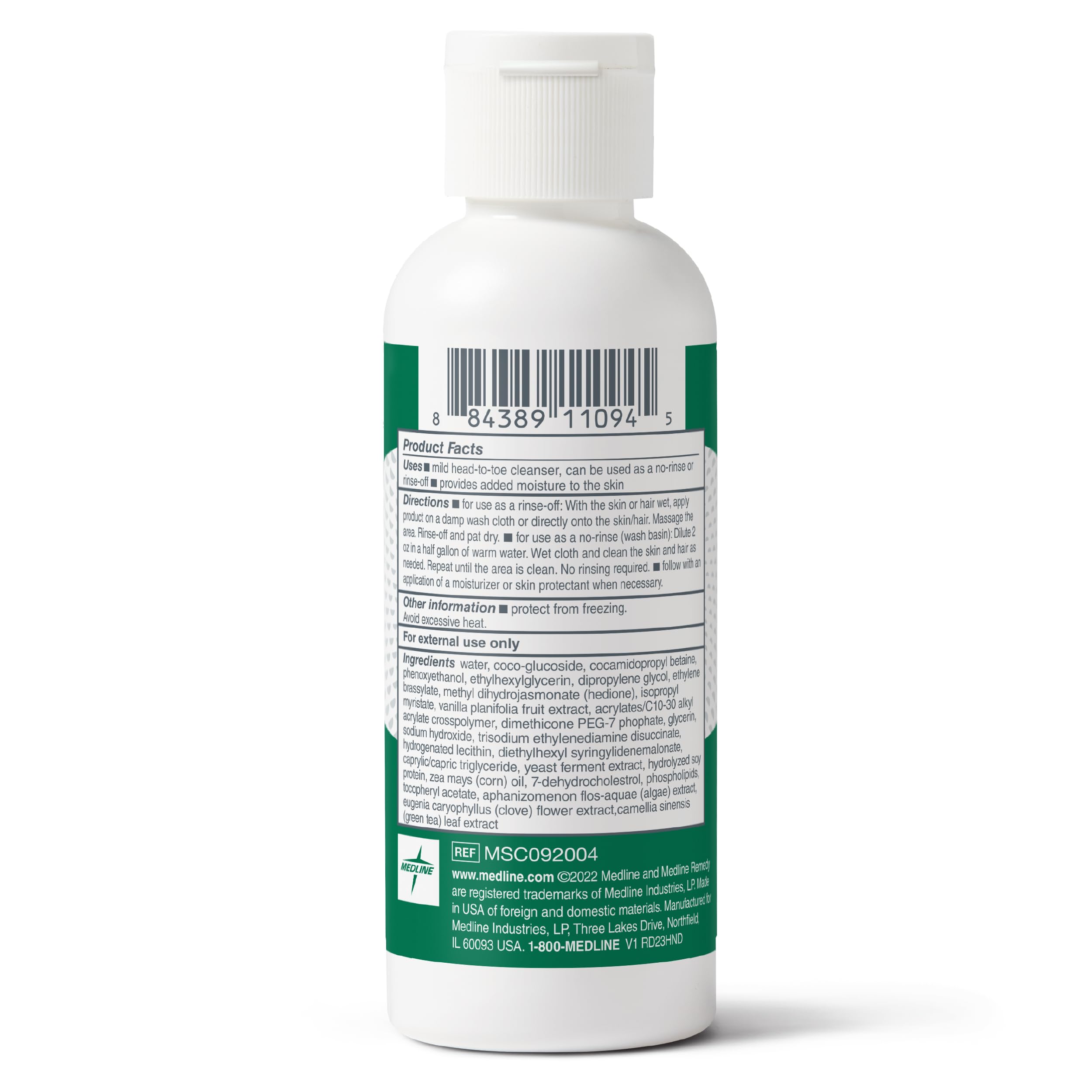 Medline Remedy Clinical Shampoo & Body Wash - Gentle Cleansing Formula for Sensitive Skin (4 oz, Pack of 48) | Moisturizing & Soothing | Ideal for Hospitals, Nursing Homes & Home Care Use