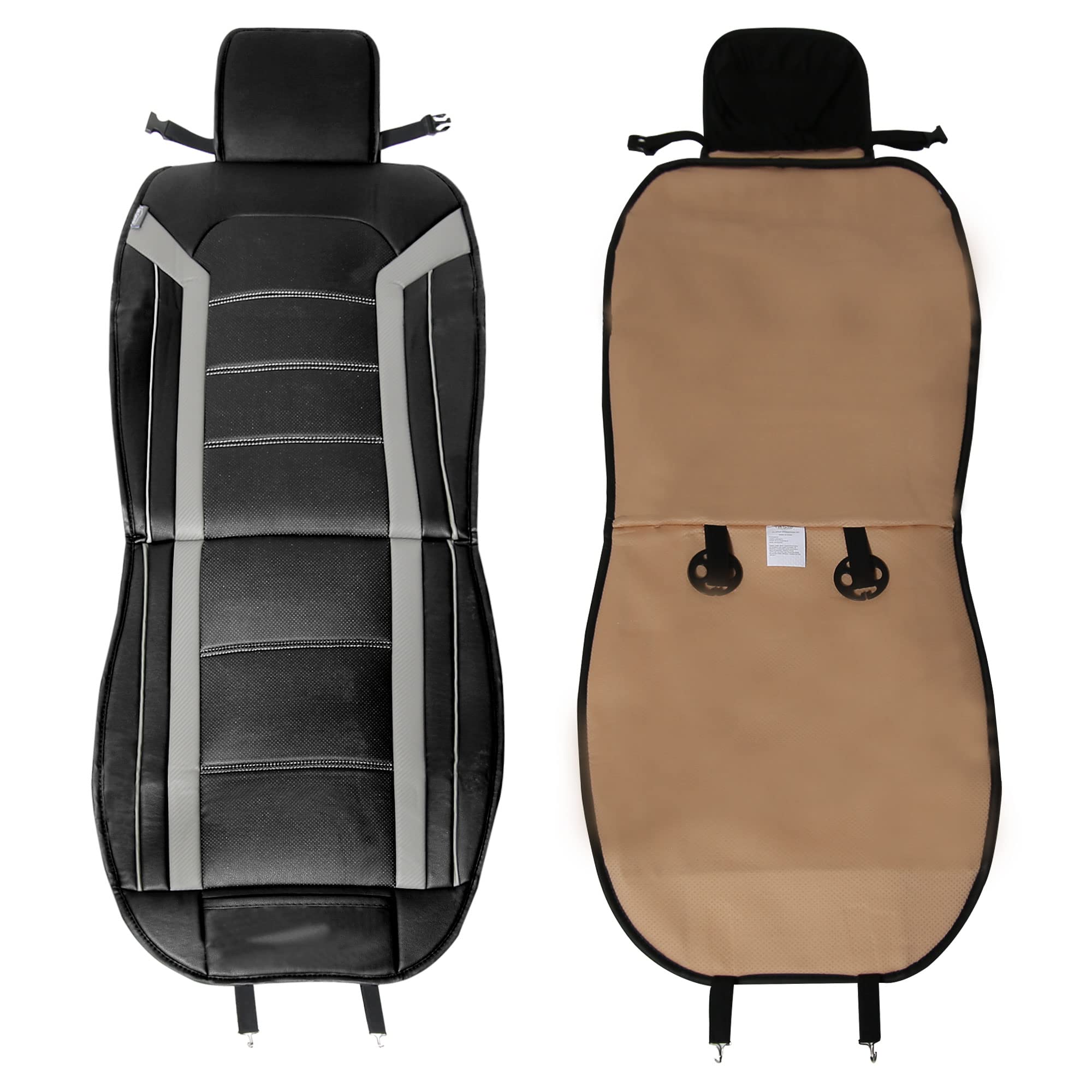 FH Group 2-Pack Faux Leather Car Seat Covers - Waterproof Universal Fit for Cars, Trucks & SUVs - Driving Comfort