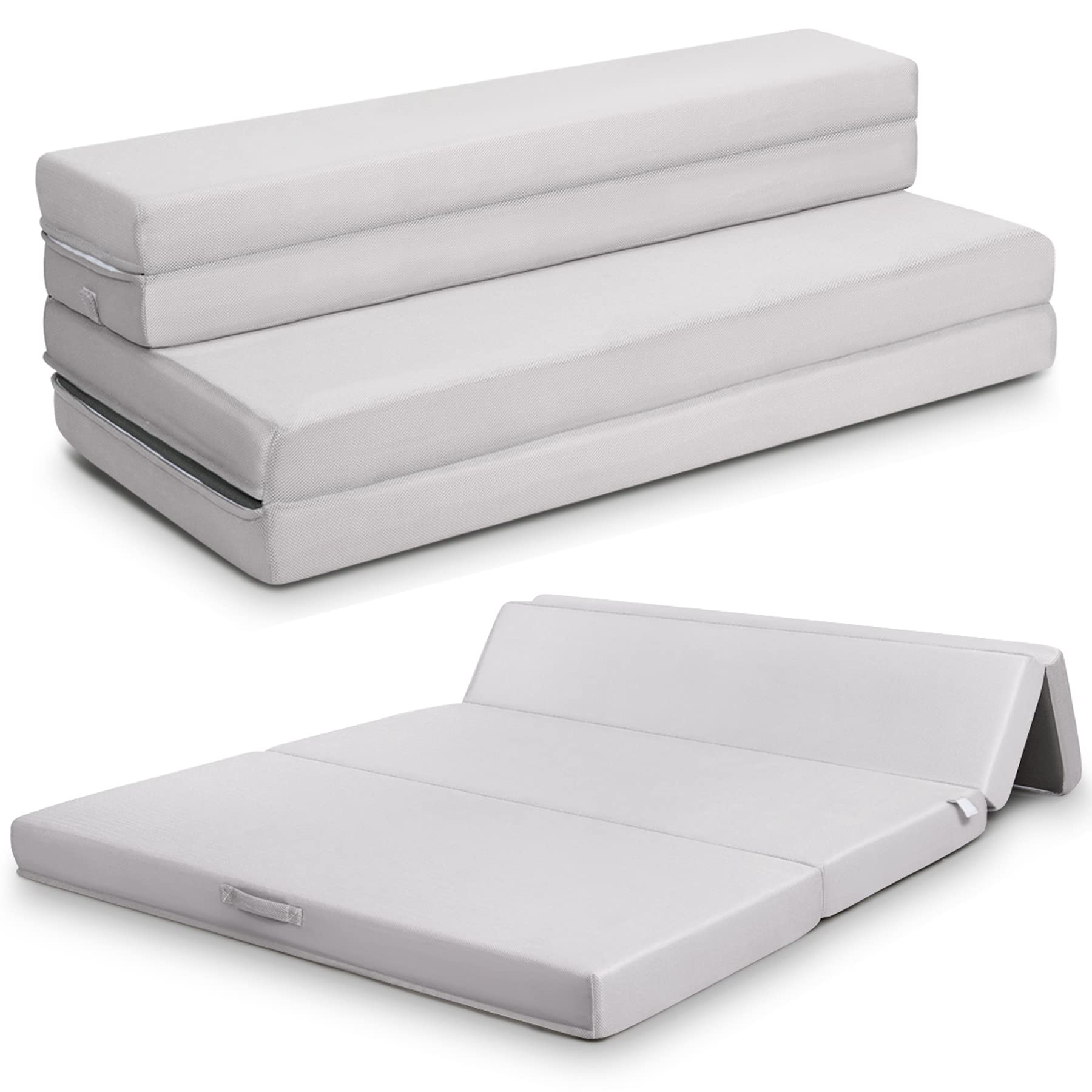 KOMFOTT 4-Inch Tri-Folding Memory Foam Mattress Twin XL Size - Removable & Washable Cover - Foldable Guest Bed for Sofa, Floor, Camping & Travel - Comfortable Portable Sleeper for Home, Dorm & RV