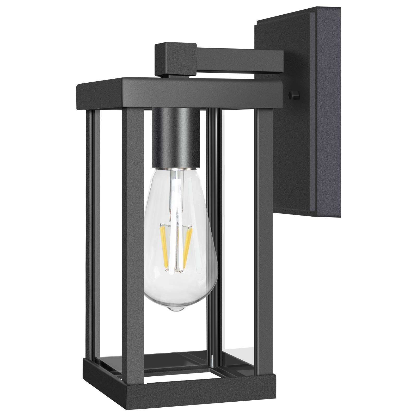 Outdoor Wall Lantern - Matte Black E26 Base Wall Sconce Light Fixtures for Front Porch, Entryway & Doorway - Weatherproof Exterior Lighting for Home & Garden Decor
