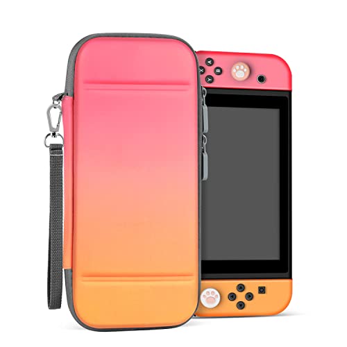 Cute Pink & Orange Nintendo Switch Carrying Case - Kawaii Travel Storage Bag with 10 Game Cartridge Holder for Girls | Protective Portable Case for Gaming on the Go, Travel & School