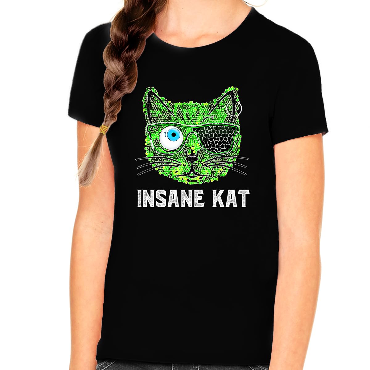 Crazy Cat Shirt for Girls - Cute Cat Lover T-Shirts - Best Cat Gifts for Kids - Perfect for Birthday Parties & School Outfits