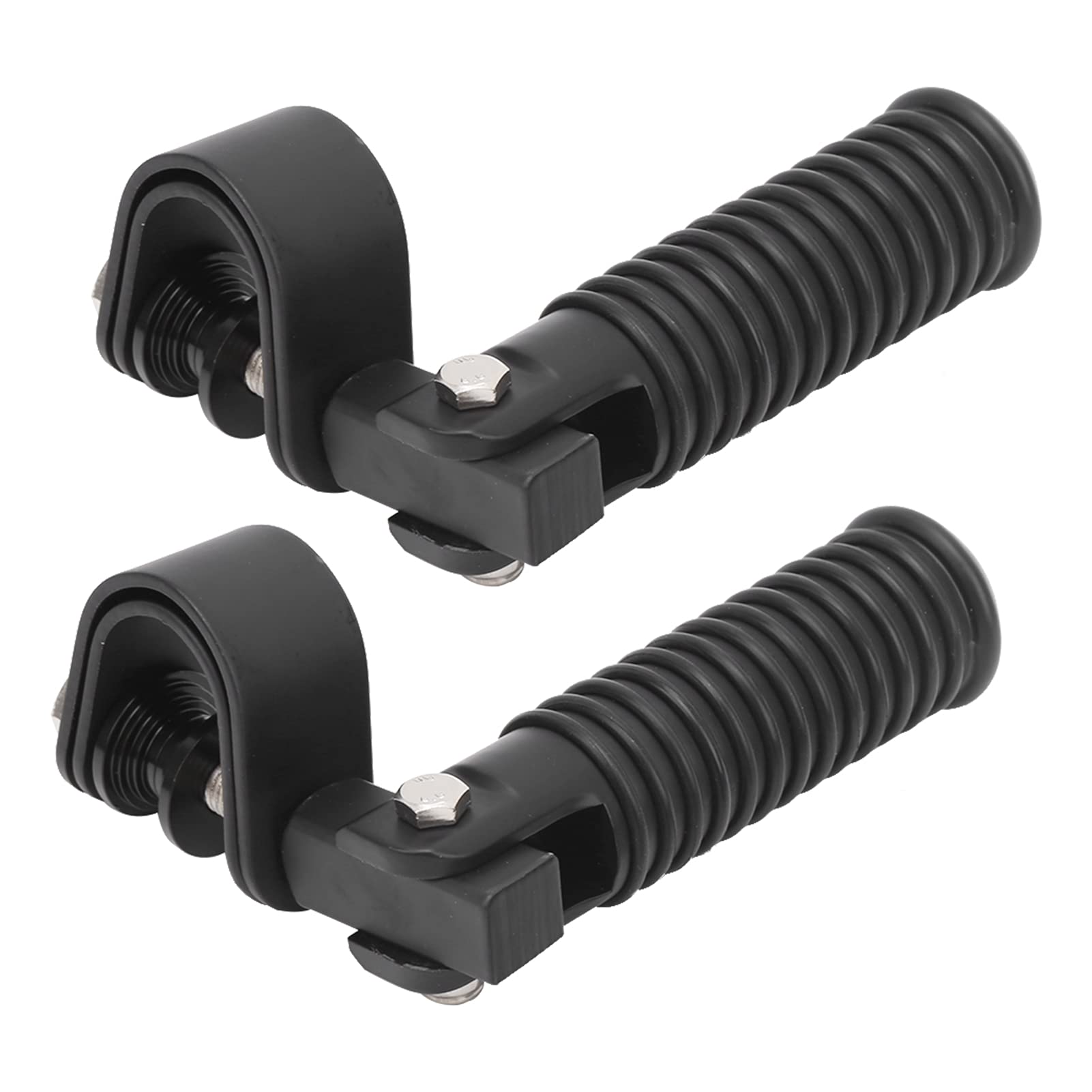 Black Motorcycle Foot Pegs for 1in Crash Bars - 25mm Footrest Mount Replacement with Heavy-Duty Clamp - Perfect for Highway Riding & Engine Guard Protection