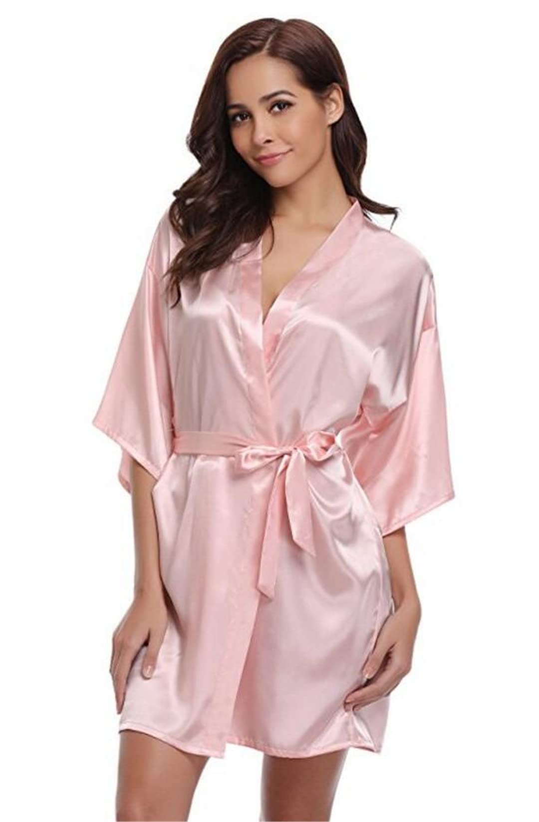 Luxury Silk Kimono Robe for Women - Navy Blue & White Satin Bridesmaid Bathrobe - Elegant Dressing Gown for Spa, Bridal Party & Relaxation at Home