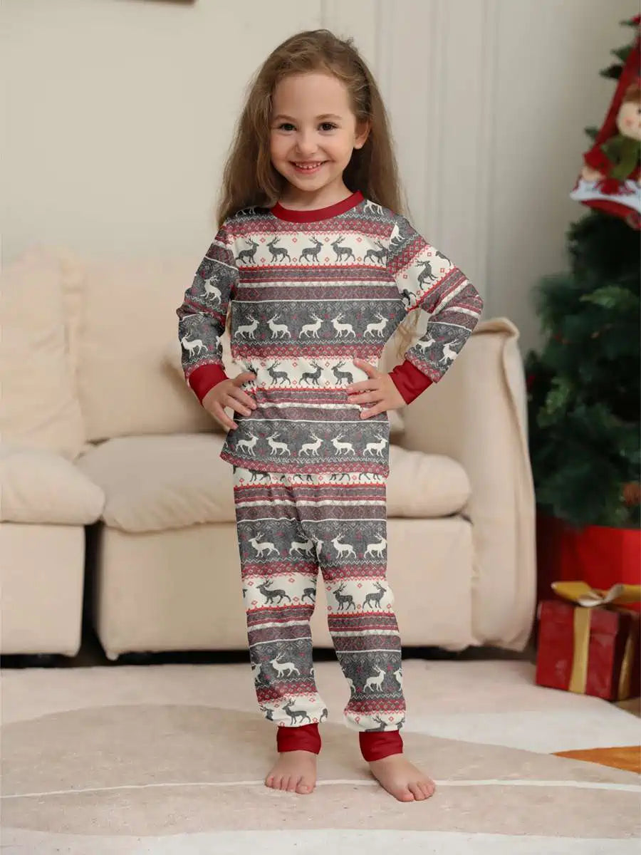 Reindeer Print Christmas Matching Family Pajamas Set - Cozy Holiday Sleepwear for Women, Men & Kids - Perfect for Christmas Morning & Family Photos