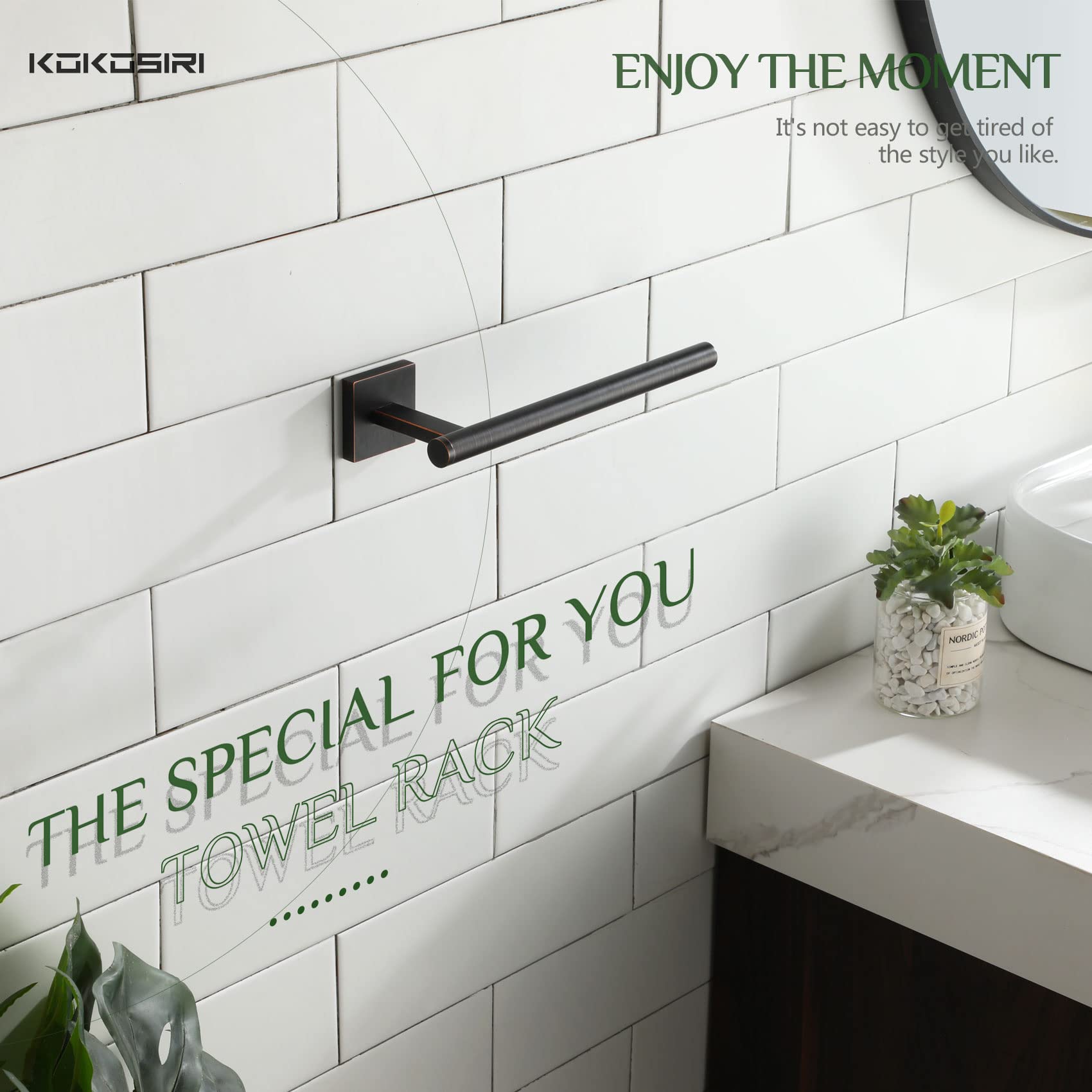 Stainless Steel Wall Mounted Towel Bar & Paper Holder - Oil Rubbed Bronze Bathroom & Kitchen Accessories for Hand Towels, Toilet Paper - Perfect for Modern Bathrooms, Powder Rooms & Kitchens (Model B3008ORB)