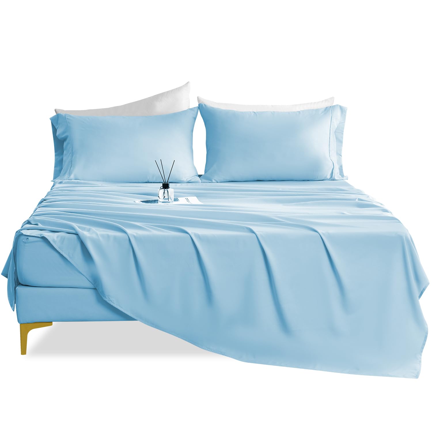 Silky Soft Queen Sheet Set - Luxury 4 Piece Breathable Cooling Bed Sheets for Queen Size Bed, 16