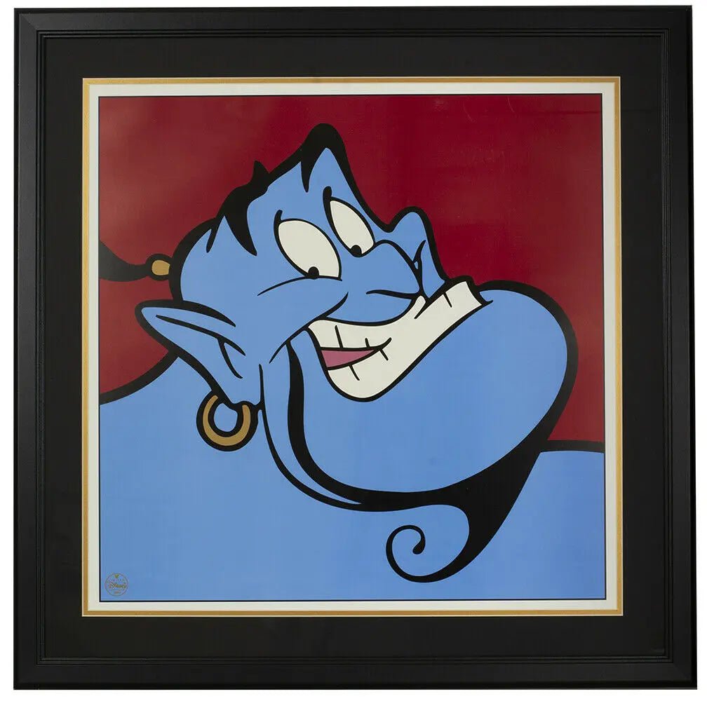 Disney Aladdin Genie Framed Wall Art - 26x26 Inches Vintage Movie Poster for Home Decor, Living Room, Bedroom & Office