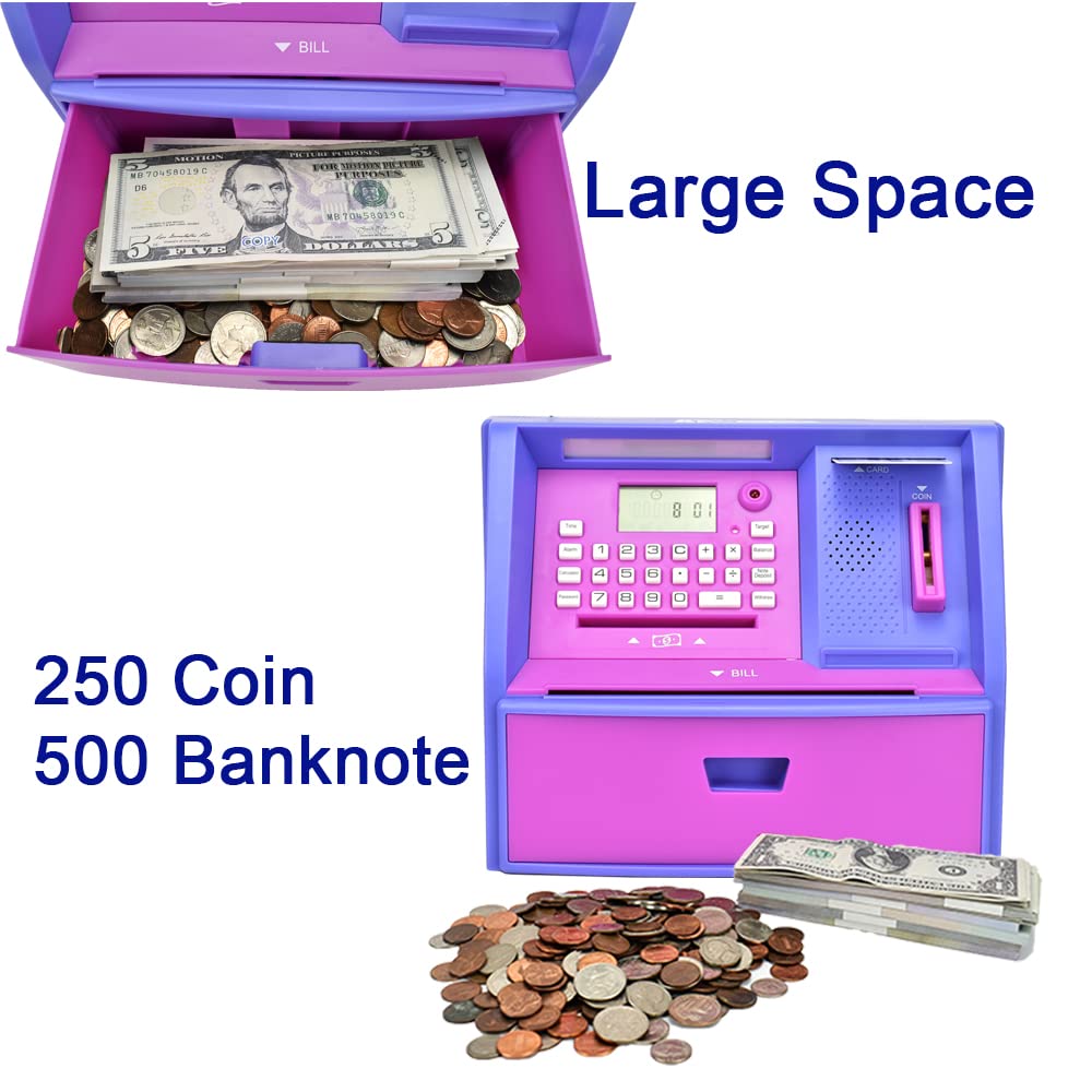 Digital ATM Piggy Bank for Kids - Talking Electronic Money Coin Bank with Savings Function, Fun & Educational Birthday Gift (Purple) - Perfect for Teaching Children Money Management & Financial Literacy