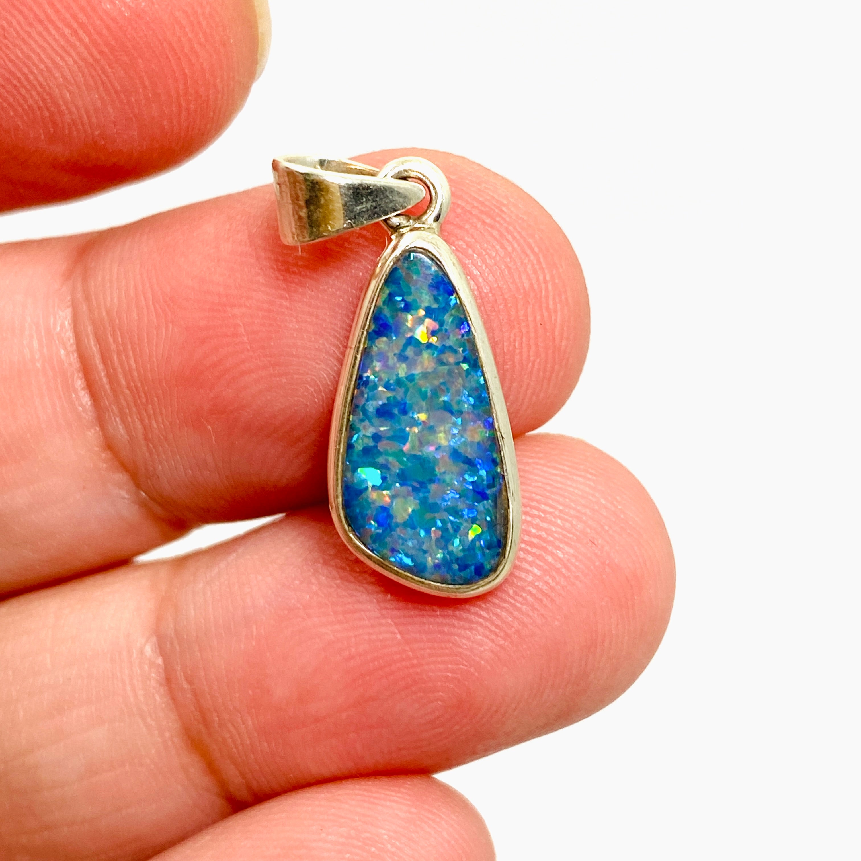 Natural Opal Doublet Freeform Cabochon Pendant - Genuine Lightning Ridge Australian Opal Jewelry PPGJ1002 | Handmade Necklace for Women, Gift for Her, Birthday & Anniversary Present