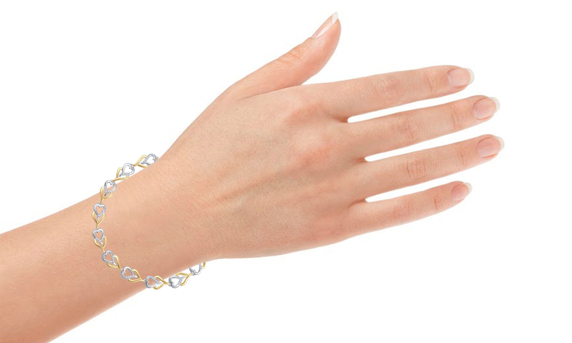 Elegant Diamond Accent Dual Tone Heart Bracelets for Women - Romantic Gift for Valentine's Day, Anniversary & Special Occasions