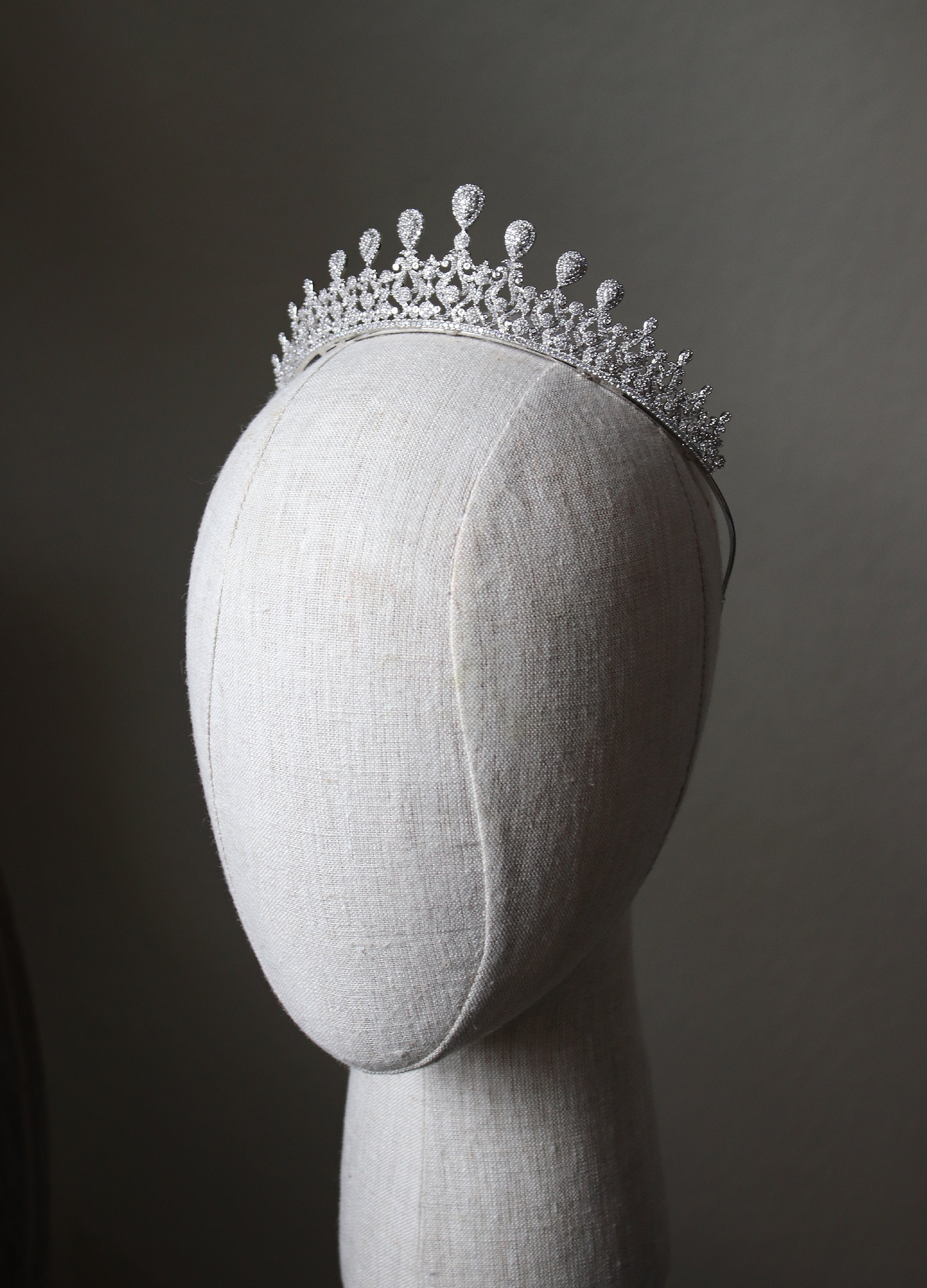 GRACE Simulated Diamond Bridal Tiara - Sparkling Crystal Wedding Headpiece for Bride, Princess, Prom & Special Occasions