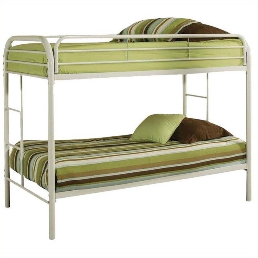 Acme Furniture Thomas Twin Bunk Bed in White - Space-Saving Kids Bunk Bed for Small Rooms & Sleepovers | Durable Wooden Bunk Bed Frame with Safety Rails
