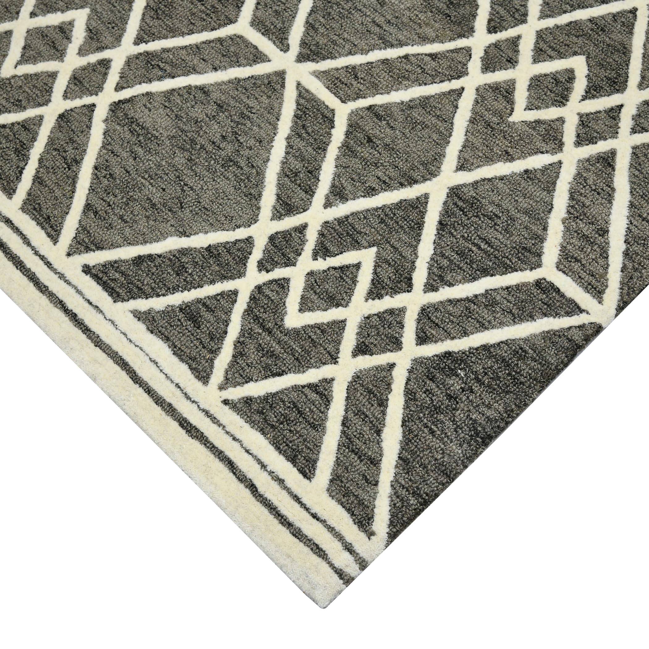 AMER Rugs Vista Duncan Collection Hand-Hooked 100% Wool 8x10 Area Rug - Geometric Pattern Taupe - Premium Living Room, Bedroom & Kitchen Rug for Cozy Home Decor