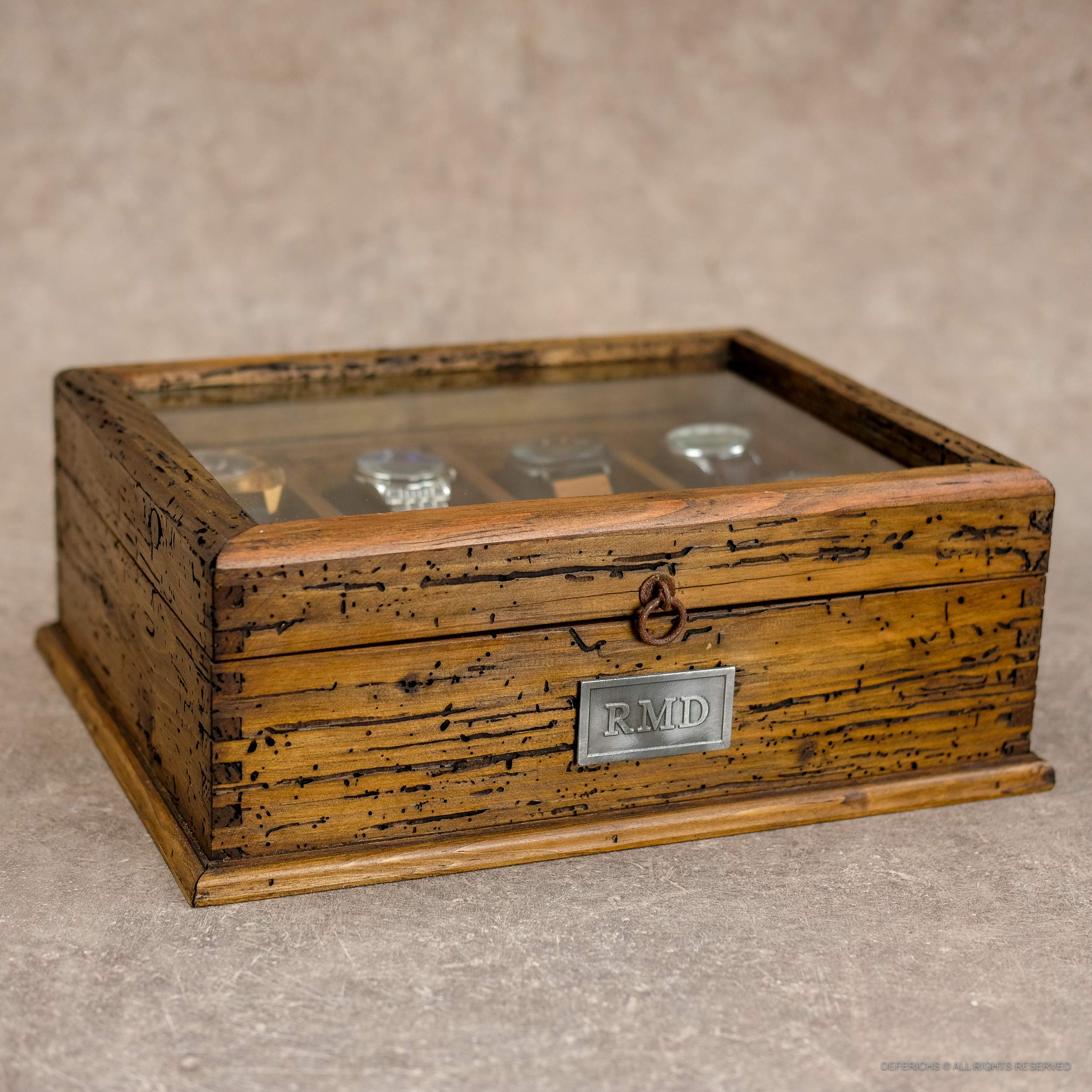 Premium Wooden Watch Box for Men - Holds 8 Watches with Glass Top & Hidden Compartment - Luxury Watch Storage Case - Perfect Gift for Watch Collectors & Enthusiasts (Ideal for Home, Office & Travel)