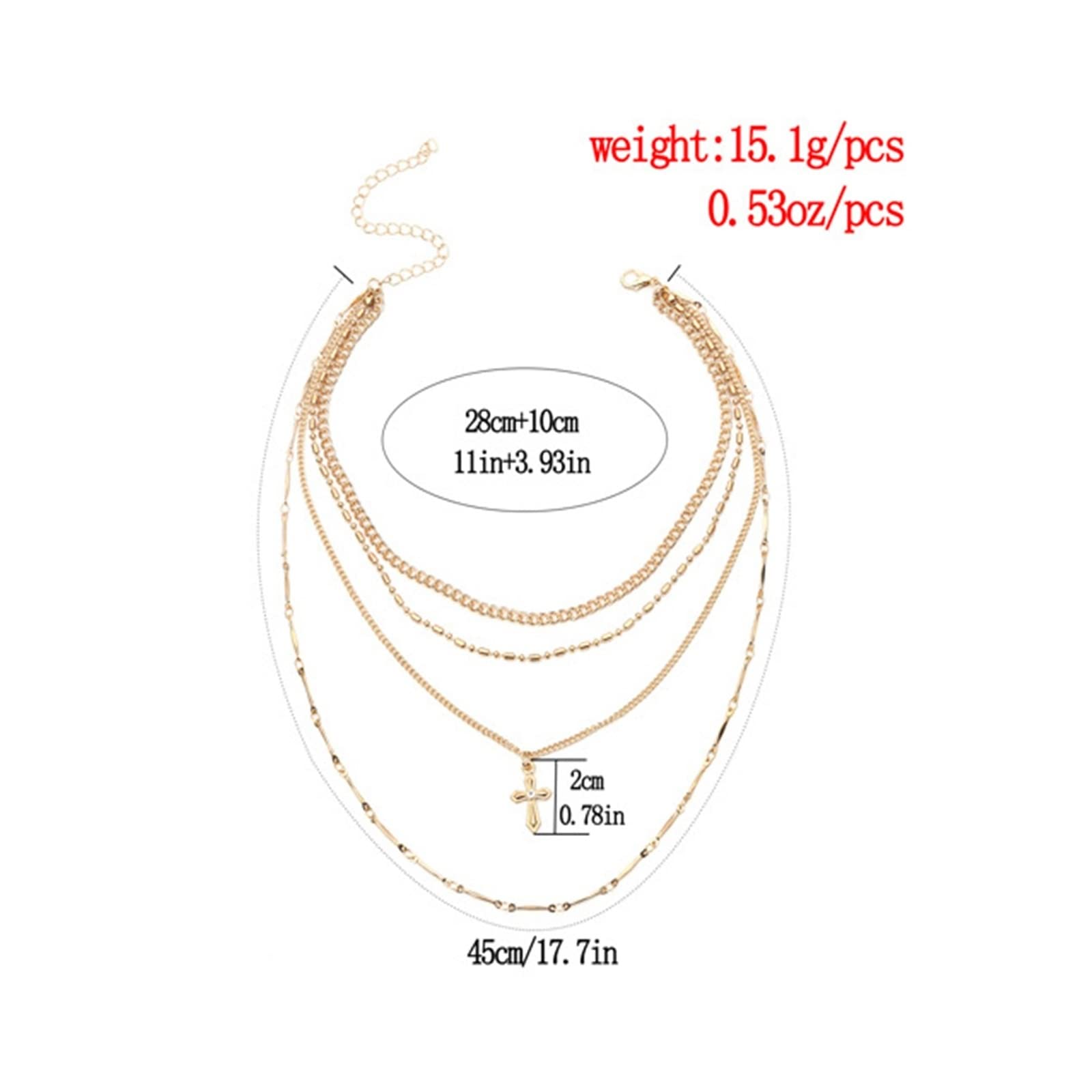 Wycian Mini Cross Necklace for Women – Boho Layered Gold Alloy Pendant Necklace 38CM, Dainty Jewelry for Everyday Wear | Perfect for Casual, Office & Gift Occasions