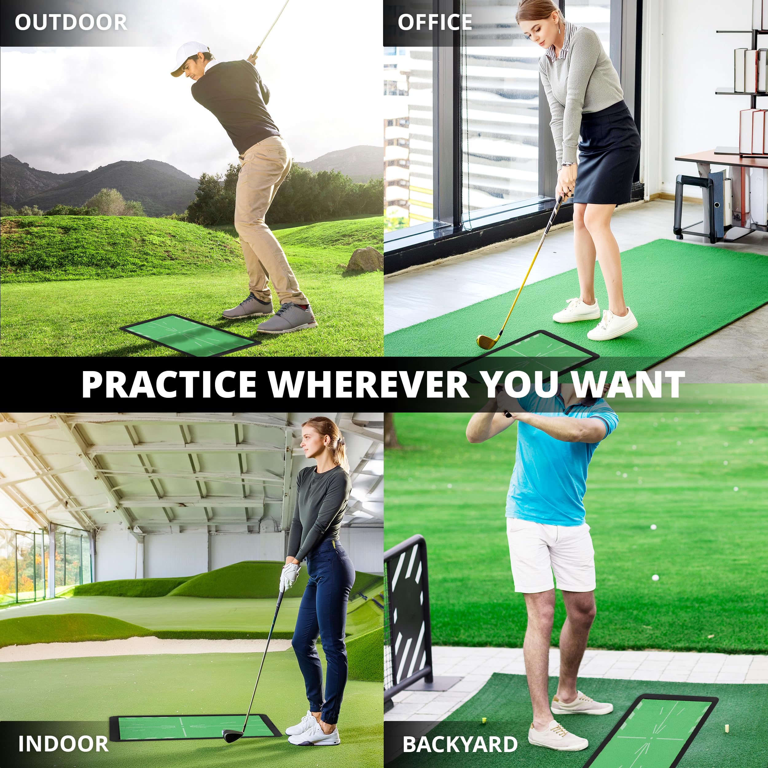 Premium Golf Hitting Mat with Non-Slip Base - Professional Practice Mat for Indoor/Outdoor Golf Training, Driving Range, Backyard & Home Use