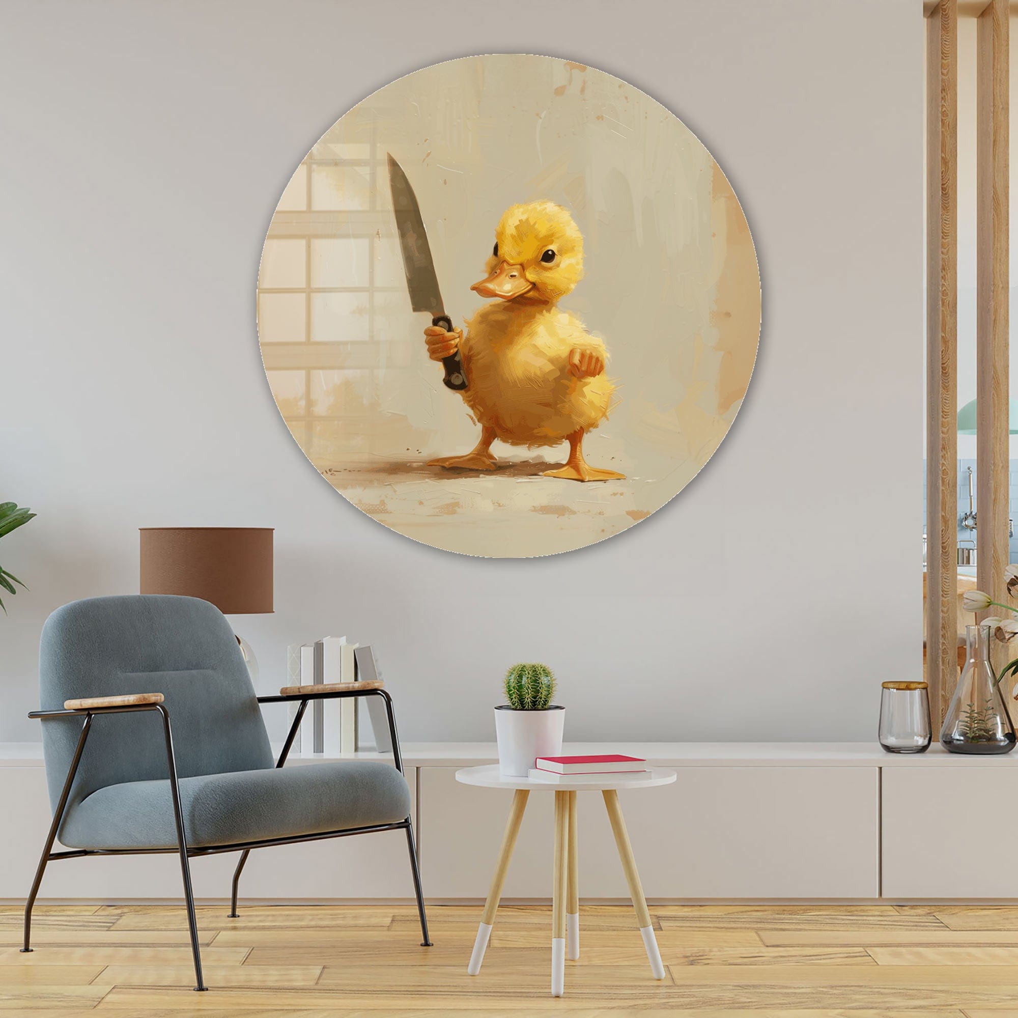 Blade Duckling Rounded Glass Wall Art - Modern Home Decor for Living Room, Bedroom & Office - Shatterproof Glass Wall Hangings