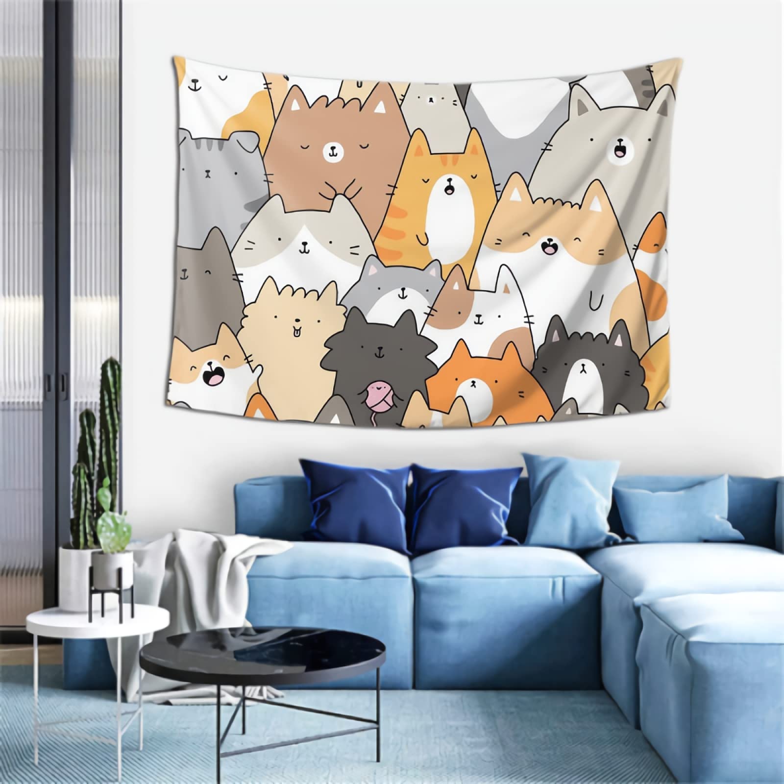Cute Cat Tapestry Wall Hanging - Pet Art Decor for Bedroom, Living Room & Home - Perfect for Boho Decor, Dorm Room & Wall Art Display