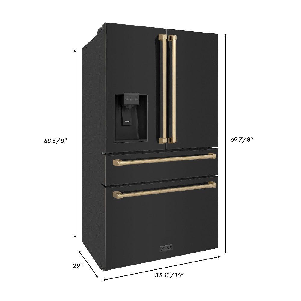 ZLINE Autograph Edition 48-inch Black Stainless Steel Kitchen Package - Dual Fuel Range, Range Hood, Dishwasher & Champagne Bronze Refrigerator | Premium Kitchen Appliances for Modern Homes & Professional Chefs