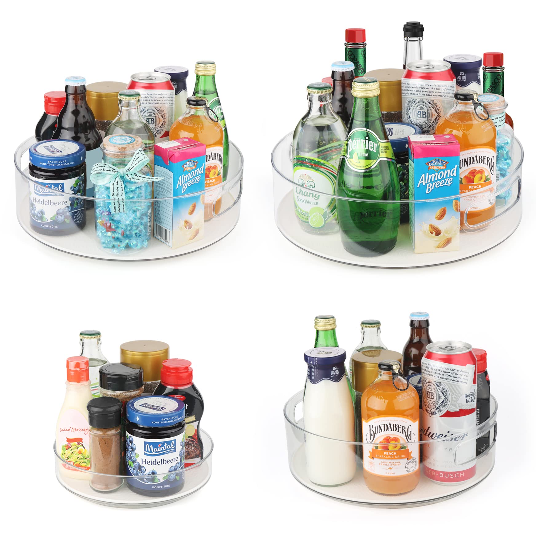 KAGUYA 4-Pack Lazy Susan Turntable Organizer - Non-Slip Spinning Shelf for Kitchen Cabinet, Pantry, Refrigerator, Bathroom & Office (8/10/11/12 Inch) - Perfect for Spice Storage, Makeup Organization & Countertop Access
