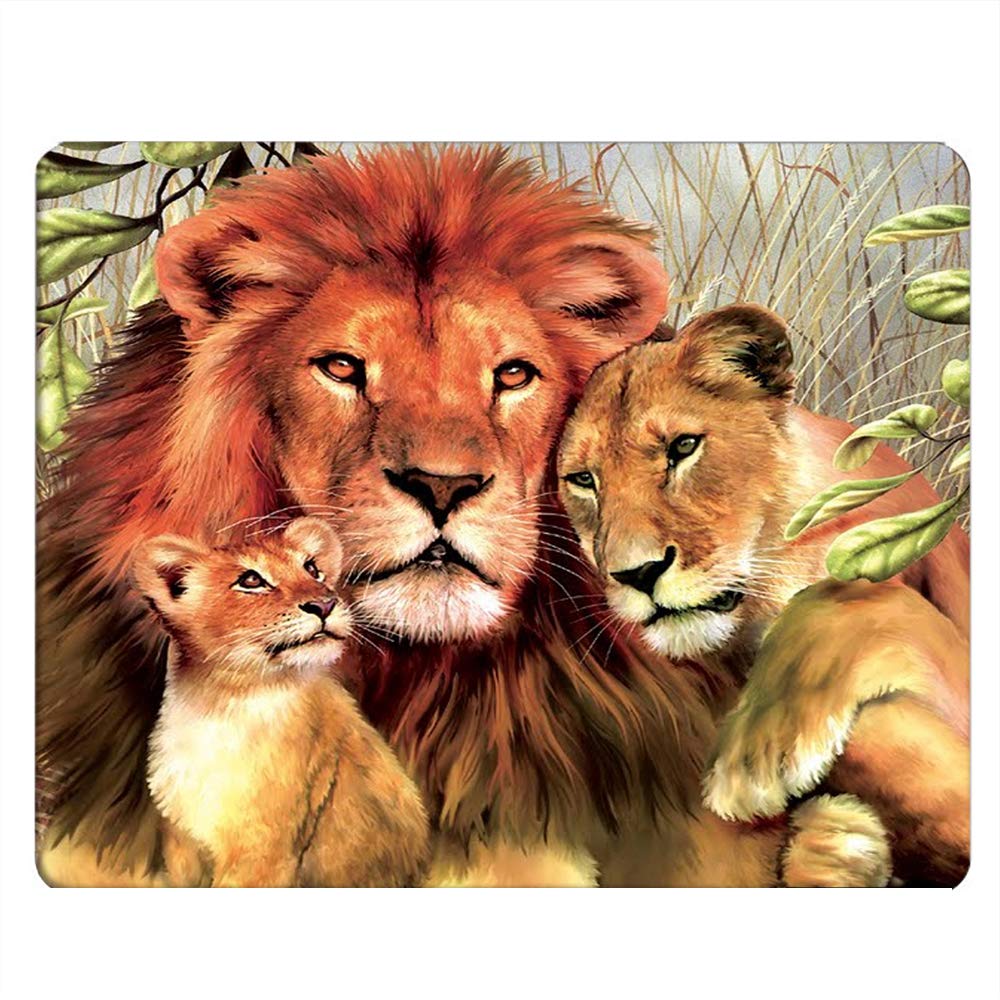 Lion Gaming Mouse Pad - African Wildlife Painting with Lion Family Design, Non-Slip Rubber Base, 9.5 x 7.9 Inch Computer Desk Mat for PC, Laptop & Office Use - Perfect for Gaming, Work & Home Office Setup