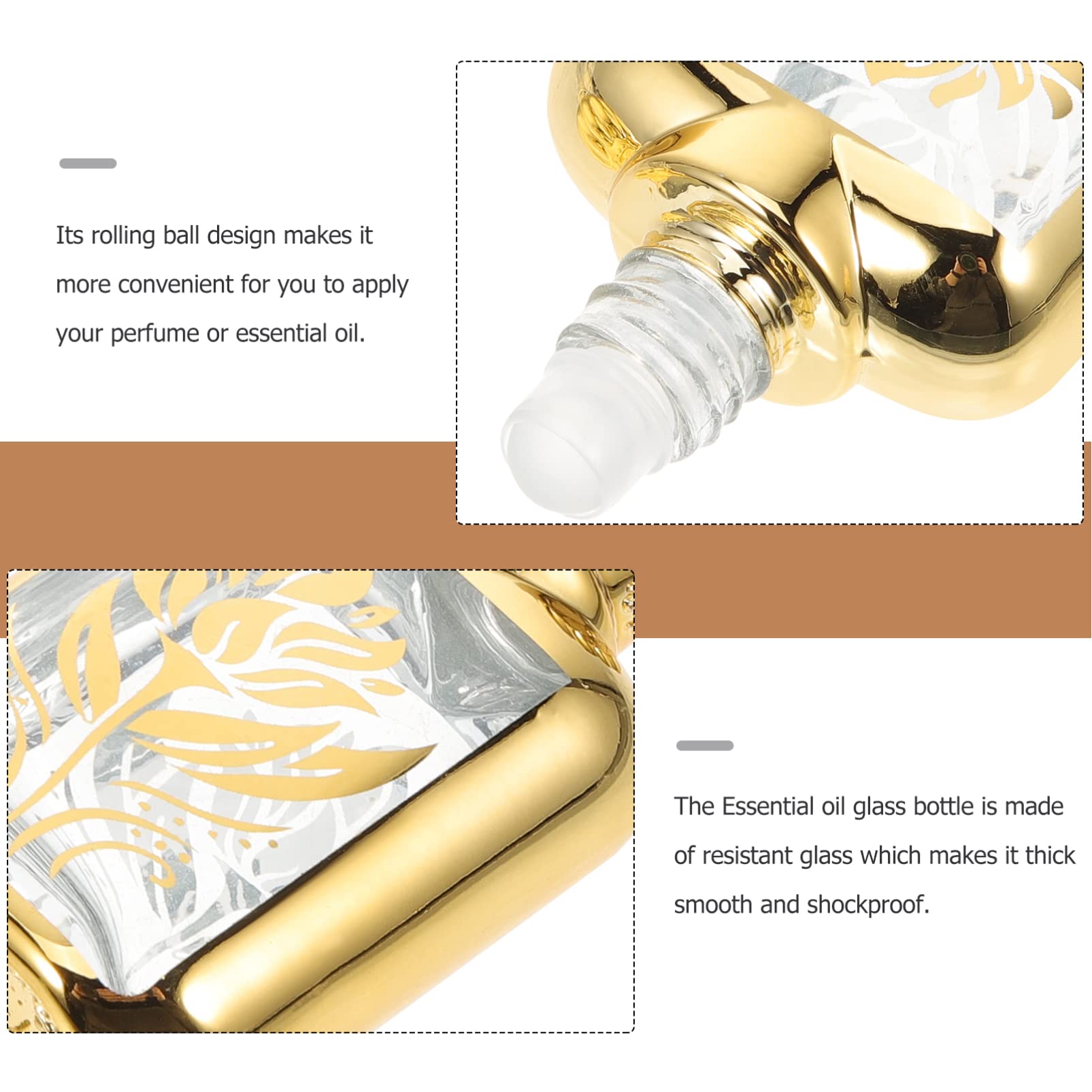 2-Pack Gold Essential Oil Roller Bottles - Glass Islamic Muslim Perfume Roller Bottles with Crown Cap, Empty Aromatherapy Containers for DIY Perfume & Sample Bottles - Perfect for Travel, Gifts & Spiritual Use