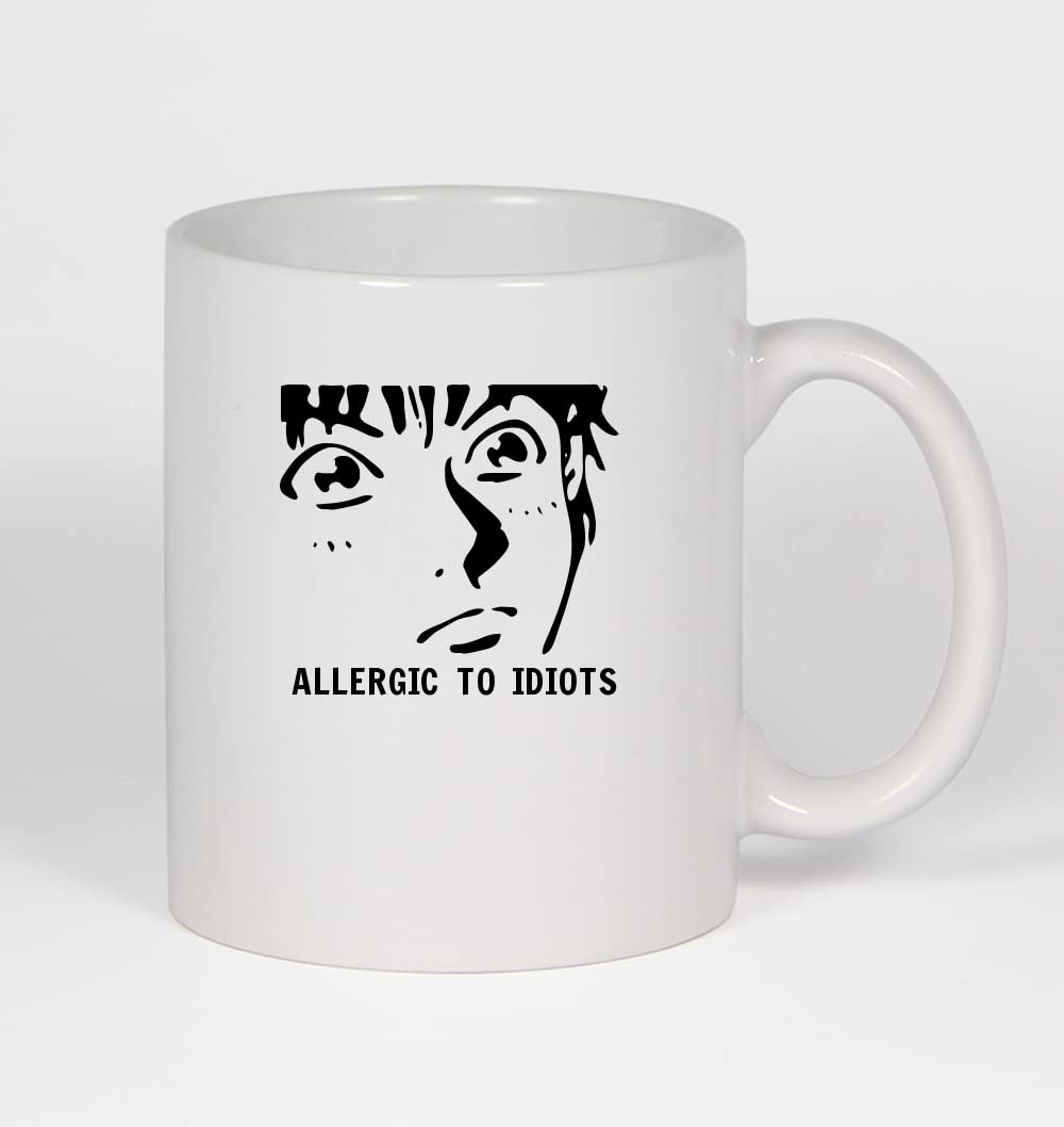 Allergic to Idiots Anime G - 11oz White Ceramic Coffee Mug with Handle | Funny Gift for Anime Fans | Perfect for Home, Office & Coffee Shops