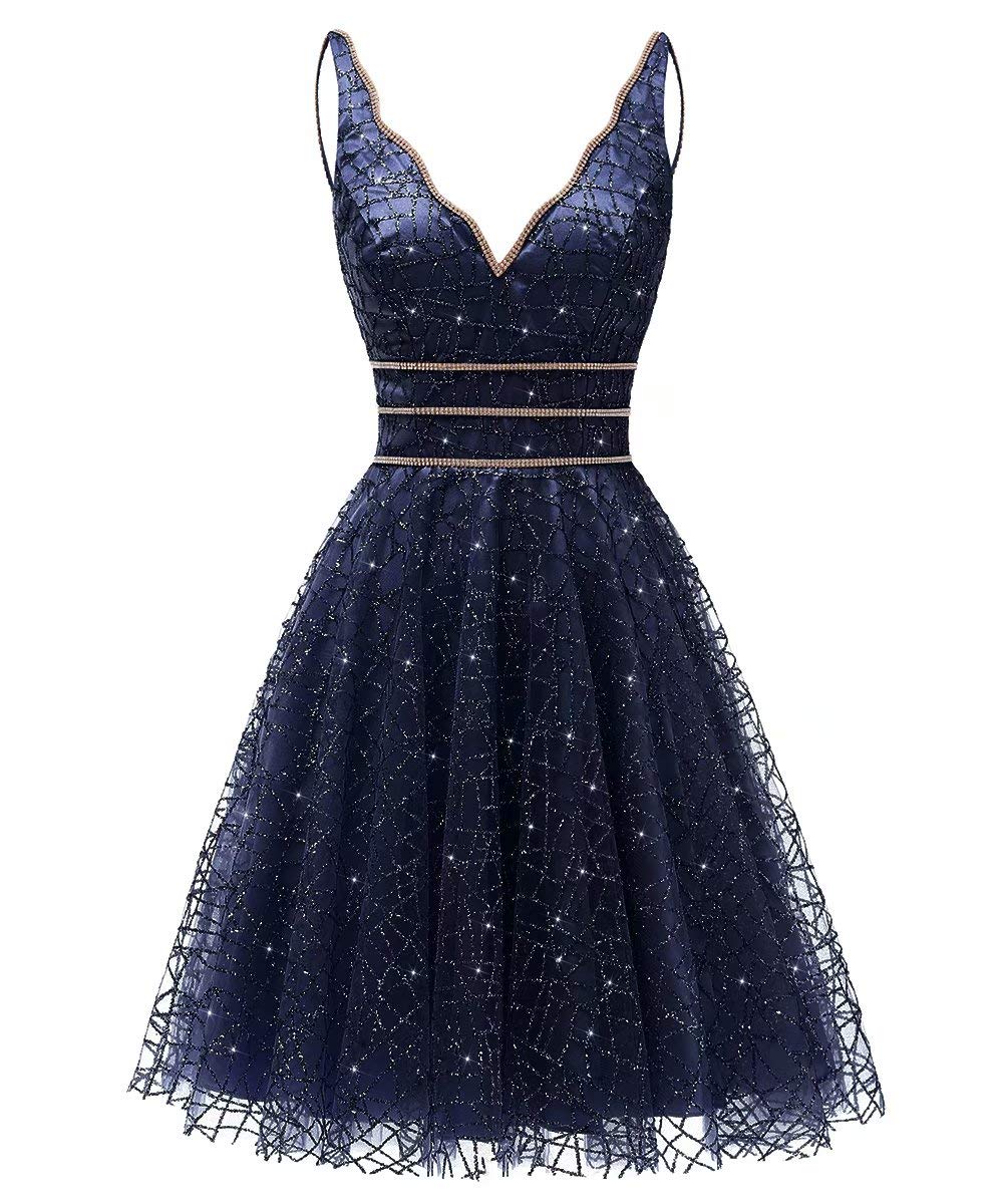 AiniDress Women's Short Tulle Prom Dress with Crystal Sparkles - Homecoming Party Gown for Dances, Formal Events & Special Occasions