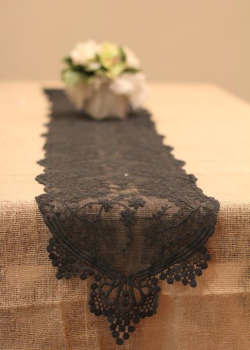 Elegant Black Lace Table Runner for Wedding, Dining, and Party Decor - Perfect for Formal Dinners, Bridal Showers & Holiday Tablescapes