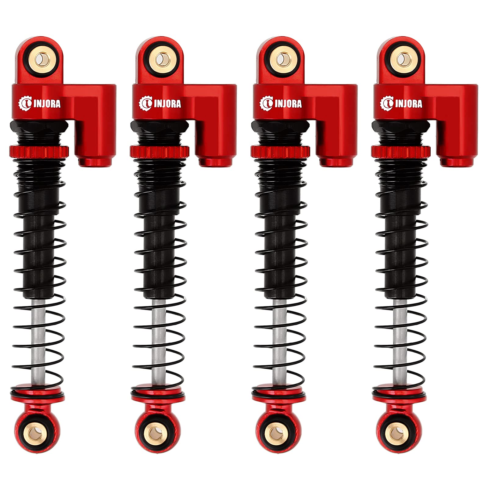 INJORA High Clearance Chassis Links Set & 43mm Shocks for SCX24 Bronco JLU AXI00002 C10 AXI00001 - Axial 1/24 RC Crawler Car Upgrade Parts (Red) | Off-Road Crawling, Trail Adventures & RC Car Modifications