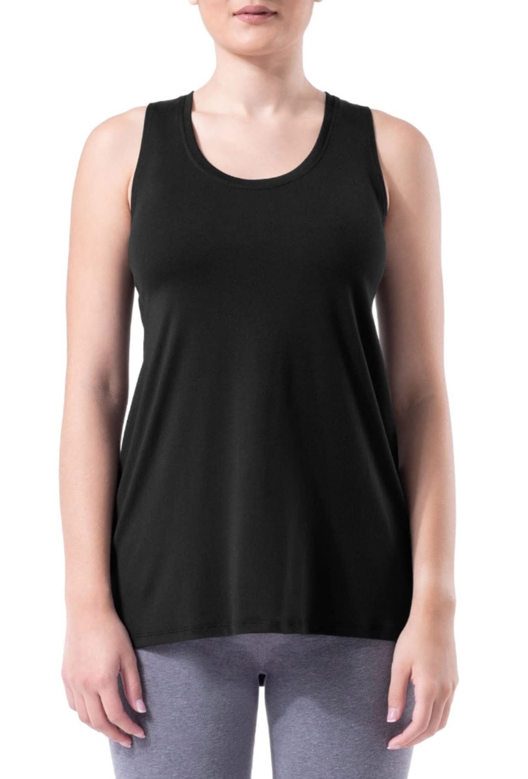 Athletic Works Black Soot Active Racerback Tank Top for Women - Moisture Wicking Workout Shirt for Running, Yoga & Gym - Lightweight Breathable Fitness Top