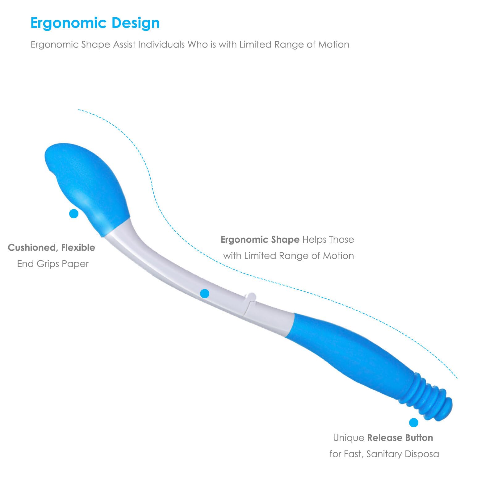 Self Wipe Assist Toilet Aid - Long Handle Bottom Wiper for Elderly & Disabled | Mobility Bathroom Aid for Independent Living | Ideal for Post-Surgery, Arthritis & Limited Mobility Care