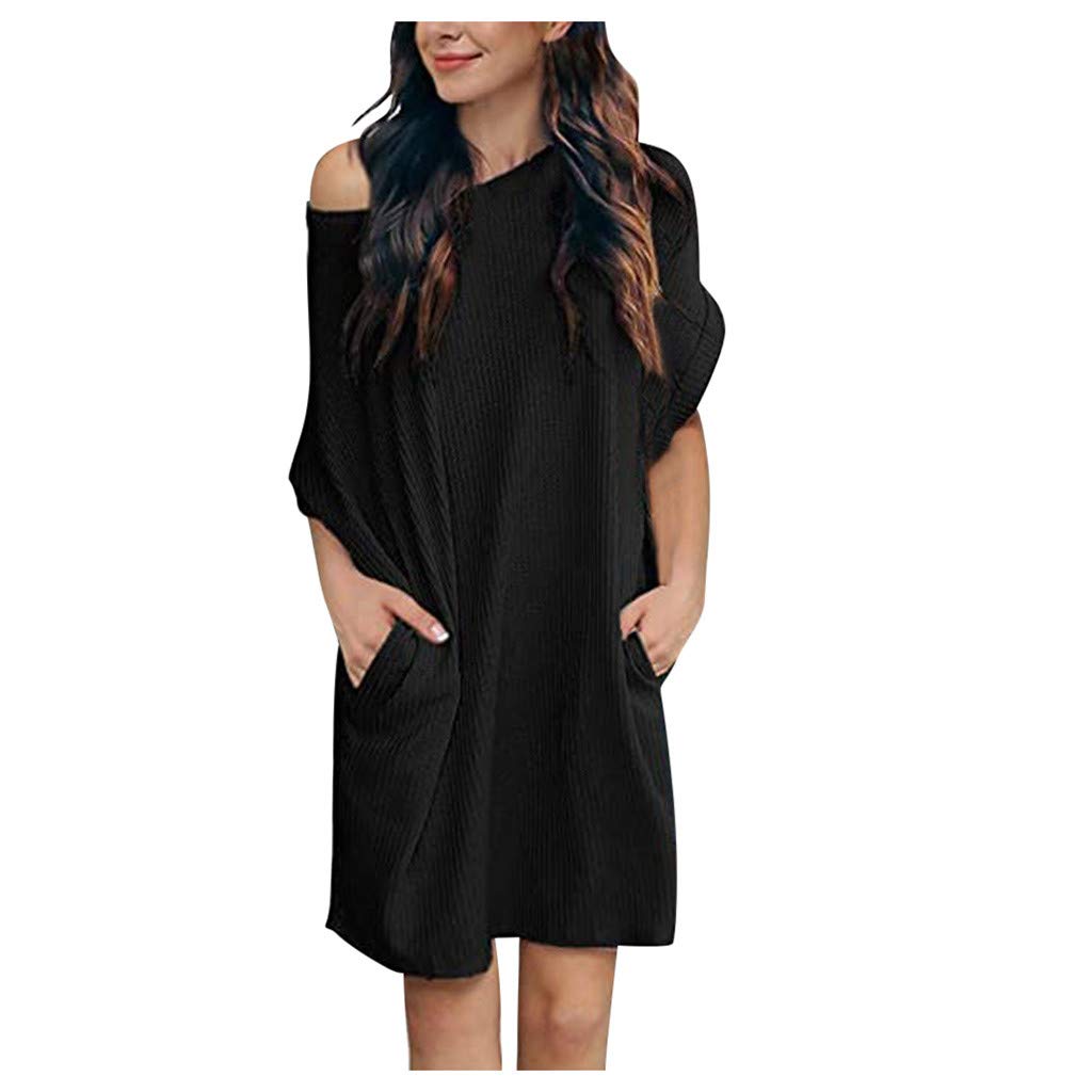 Women's Summer Waffle Knit Beach Cover Up Dress - Short Sleeve Loose Tunic Shirt with Pockets | Perfect for Poolside, Vacation, and Casual Outings