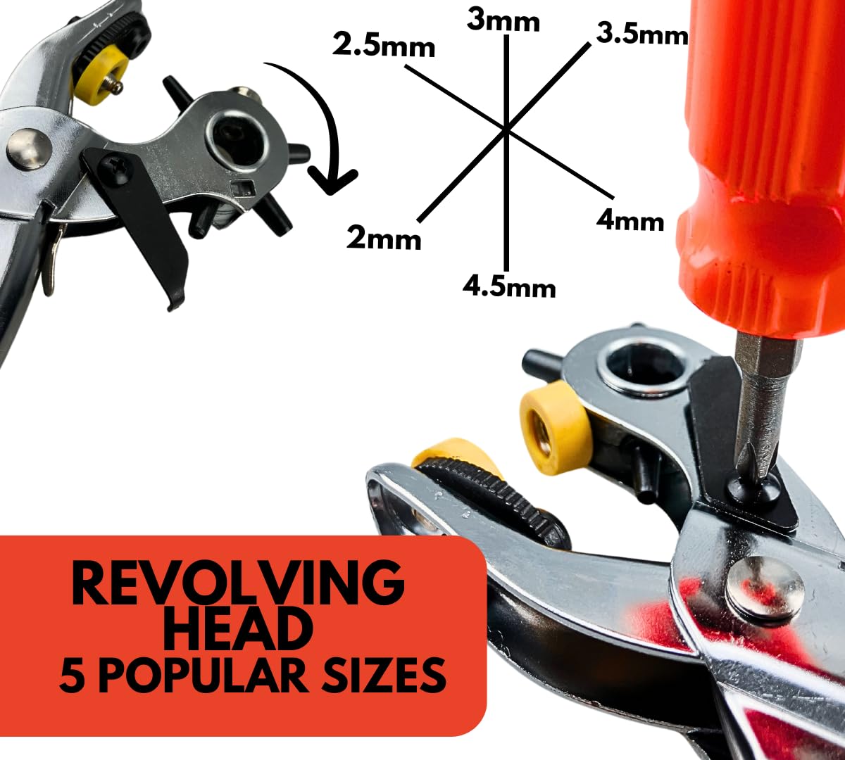 3-in-1 Multi-Function Pliers - 8.5 Inch (21.6 cm) Stainless Steel Hole Punch, Snap Tool & Eyelet Setter - Perfect for Leather Craft, DIY Projects, Plastic & Vinyl Fabric Repair - Ideal for Jewelry Making, Bag Repair & Shoe Making