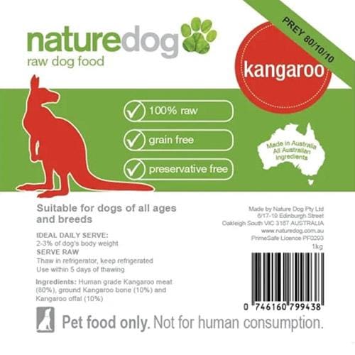 Premium Kangaroo Frozen Raw Dog Food - 1kg Natural Prey Model Diet for Dogs | High-Protein, Grain-Free Nutrition for Active & Healthy Pets | Perfect for Raw Feeding & All Life Stages