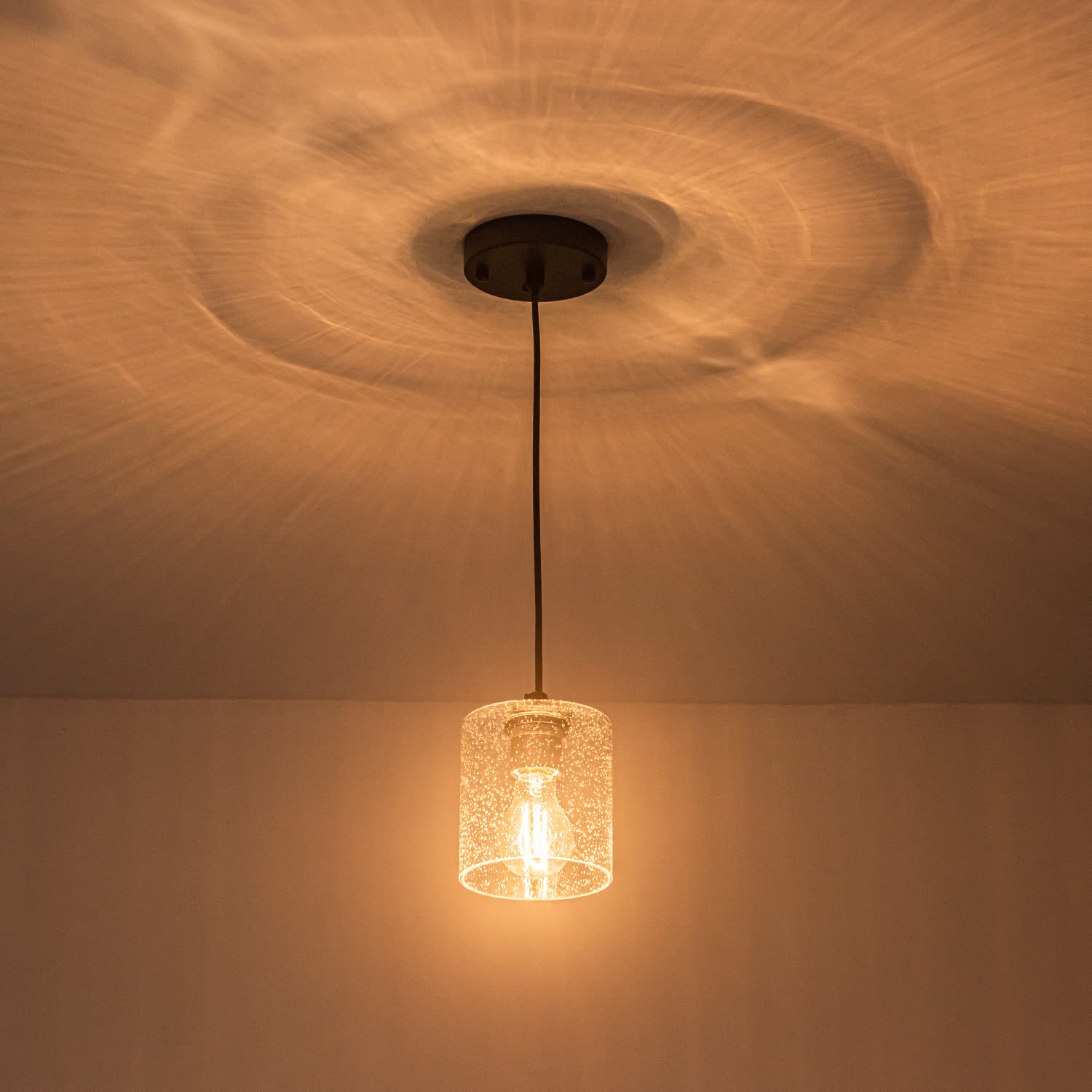 1 Pack Clear Seeded Glass Lamp Shade Replacement - 1-5/8-Inch Fitter Opening for Pendant Lights, Floor Lamps, Desk Lamps & Wall Sconces - Perfect for Living Room, Bedroom, Bathroom Vanity & Dining Room Lighting