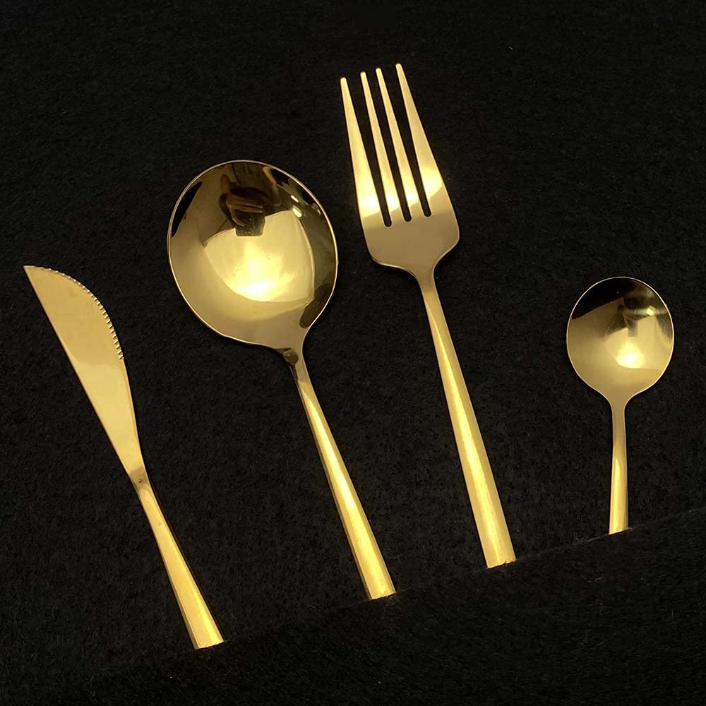 24-Piece Stainless Steel Silverware Flatware Set - Knife, Fork & Spoon Cutlery for Kitchen & Dining - Dishwasher Safe Rainbow Color Tableware - Perfect for Restaurants, Parties & Everyday Use