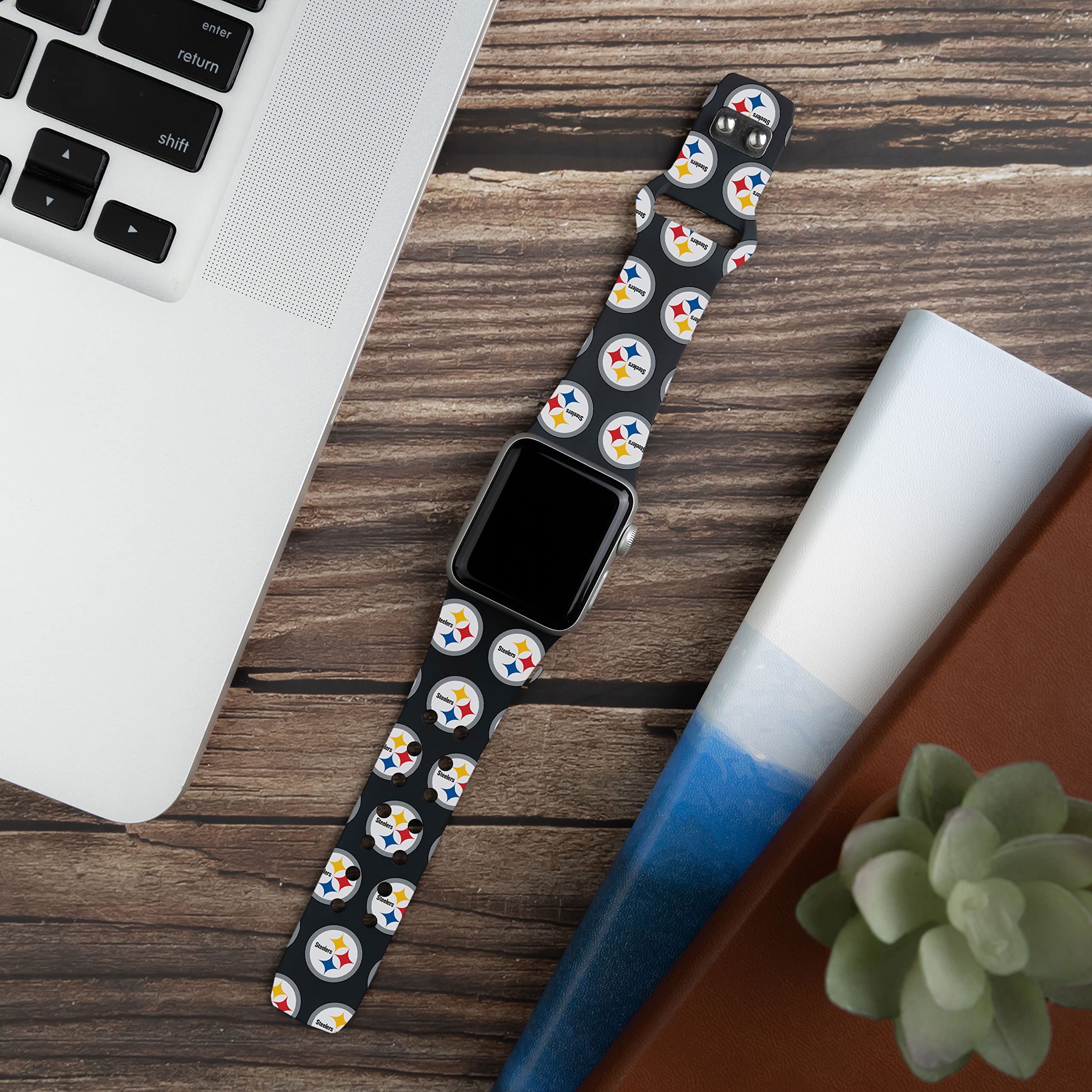 Pittsburgh Steelers HD Watch Band for Apple Watch - Durable Silicone Sports Strap, Compatible with All Apple Watch Series (38mm 40mm 41mm 42mm 44mm 45mm 49mm) - Perfect for Game Day, Workouts & Steelers Fans