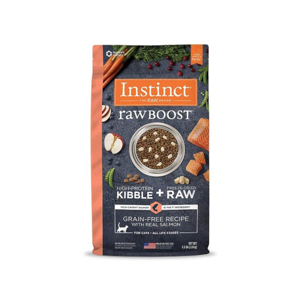 Premium Grain-Free Salmon Dry Cat Food - Raw Boost Kibble for Healthy Skin & Coat - Perfect for Indoor & Outdoor Cats
